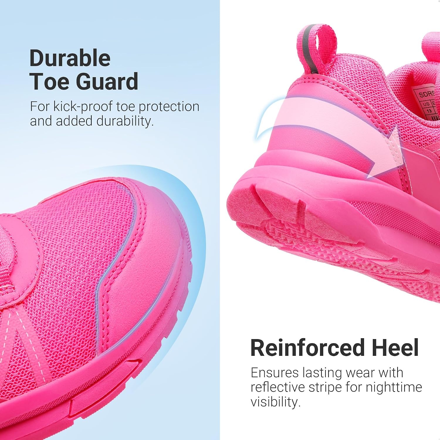 image:imageDREAM PAIRS Boys Girls Shoes Kids DuraPlay Tennis Running Non Slip Athletic Walking Lightweight Lace Up Footwear Sneakers for LittleBig KidHot Pink