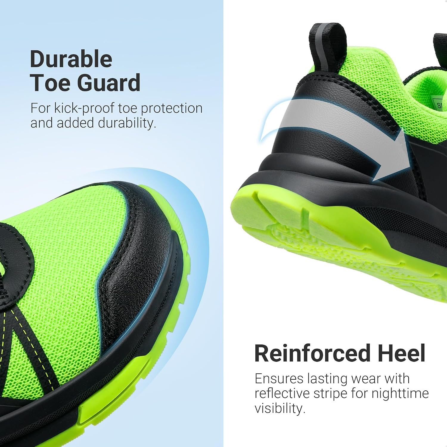 image:imageDREAM PAIRS Boys Girls Shoes Kids DuraPlay Tennis Running Non Slip Athletic Walking Lightweight Lace Up Footwear Sneakers for LittleBig KidNeon GreenBlack