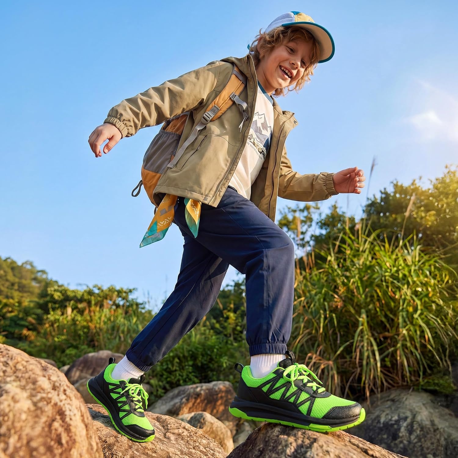 image:imageDREAM PAIRS Boys Girls Shoes Kids DuraPlay Tennis Running Non Slip Athletic Walking Lightweight Lace Up Footwear Sneakers for LittleBig KidNeon GreenBlack