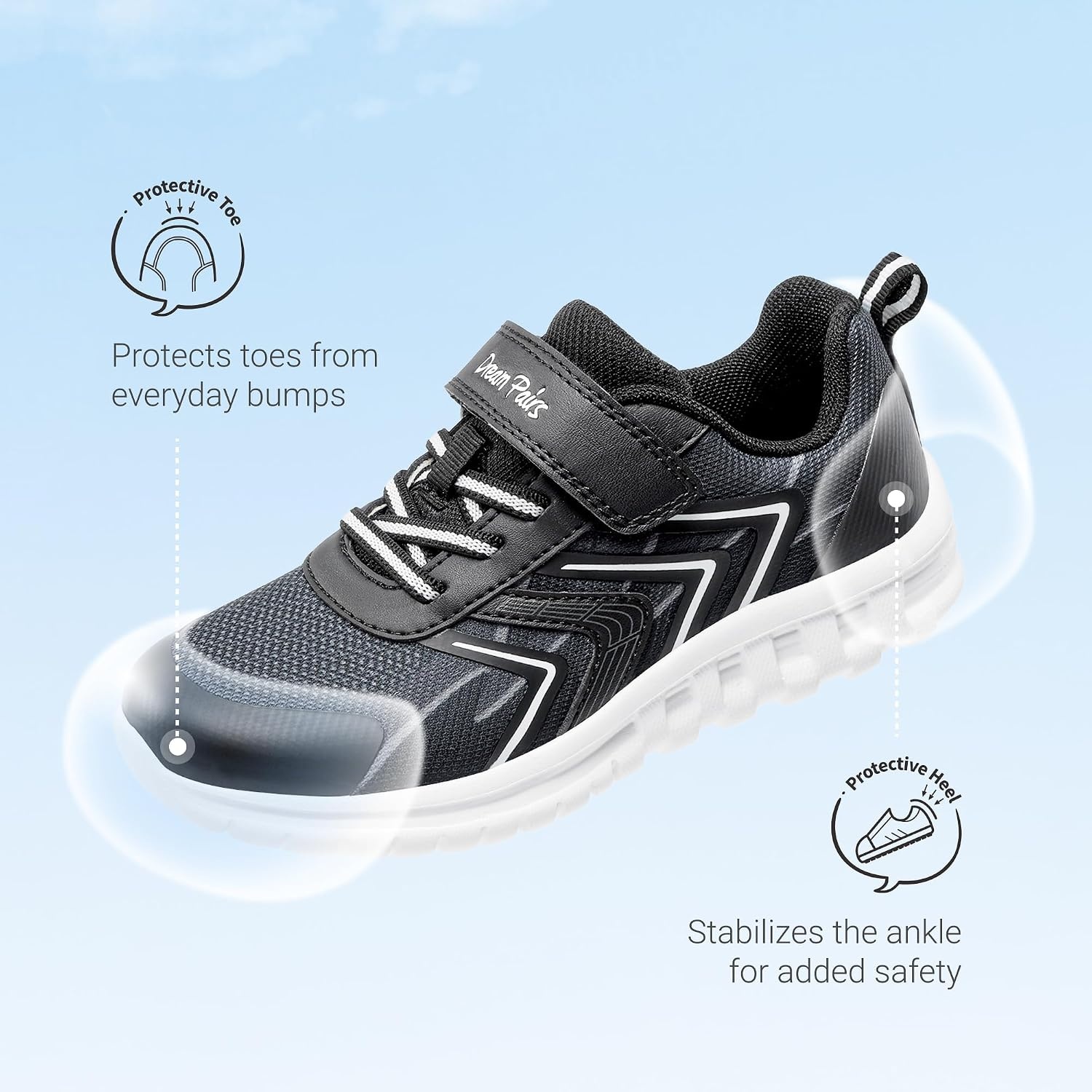 image:imageDREAM PAIRS Kids Shoes Boys Girls Running Footwear Athletic School Sneakers Breathable Lightweight for Little Big KidBlack