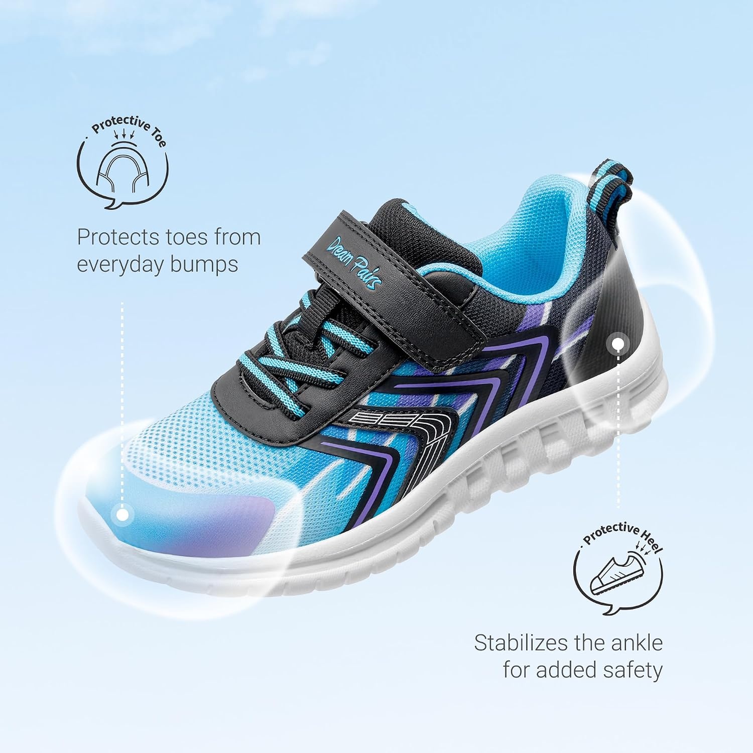 image:imageDREAM PAIRS Kids Shoes Boys Girls Running Footwear Athletic School Sneakers Breathable Lightweight for Little Big KidBlueBlack