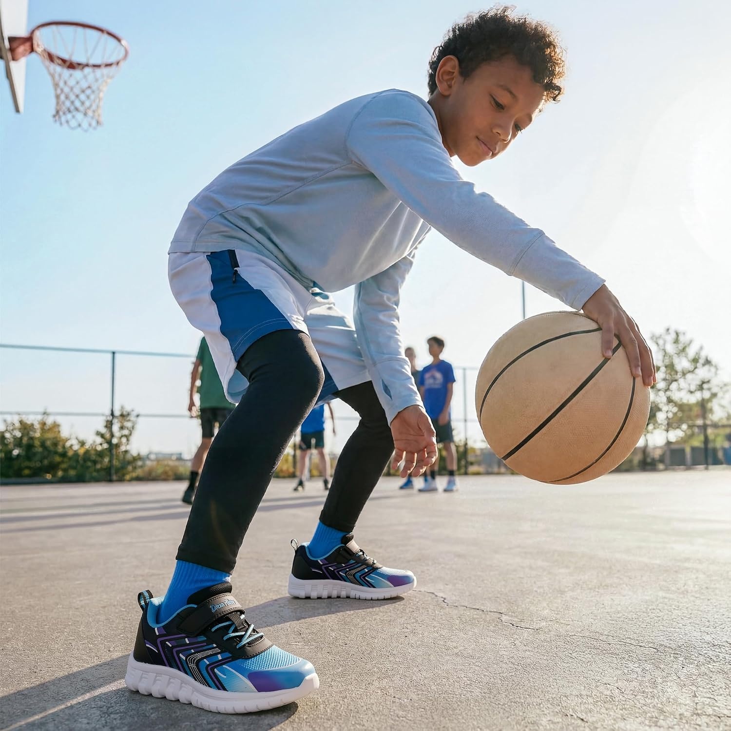 image:imageDREAM PAIRS Kids Shoes Boys Girls Running Footwear Athletic School Sneakers Breathable Lightweight for Little Big KidBlueBlack