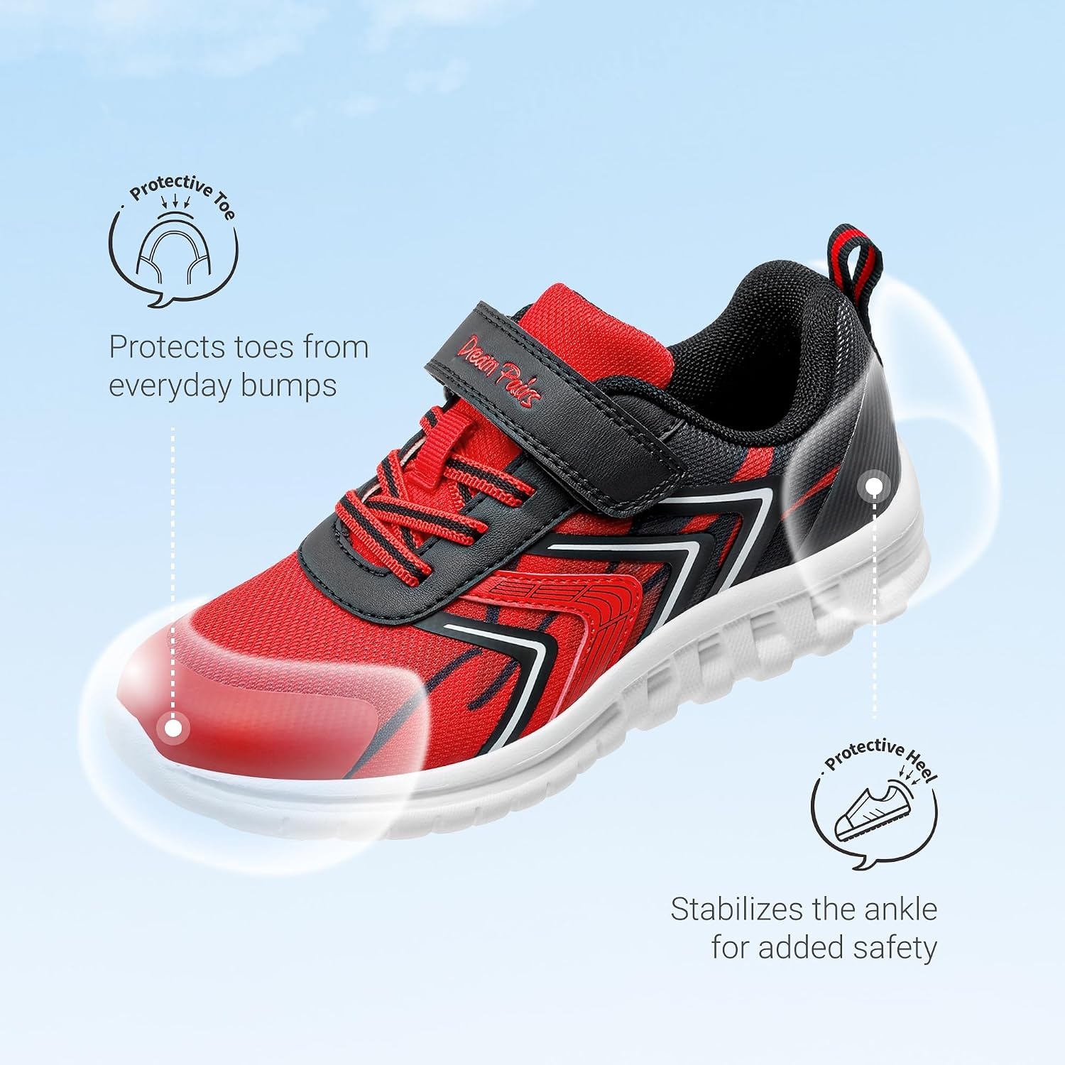 image:imageDREAM PAIRS Kids Shoes Boys Girls Running Footwear Athletic School Sneakers Breathable Lightweight for Little Big KidRedBlack