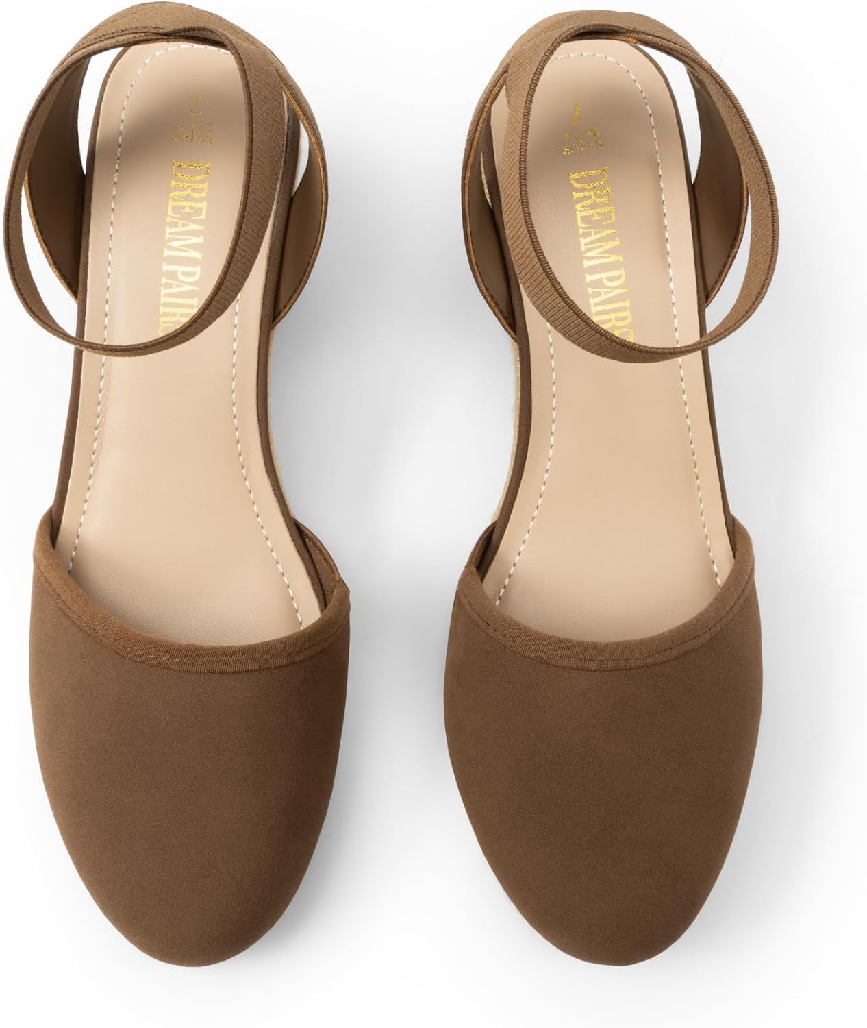 image:imageDREAM PAIRS Womens Elastic Ankle Strap Espadrilles Wedge SandalsBrown