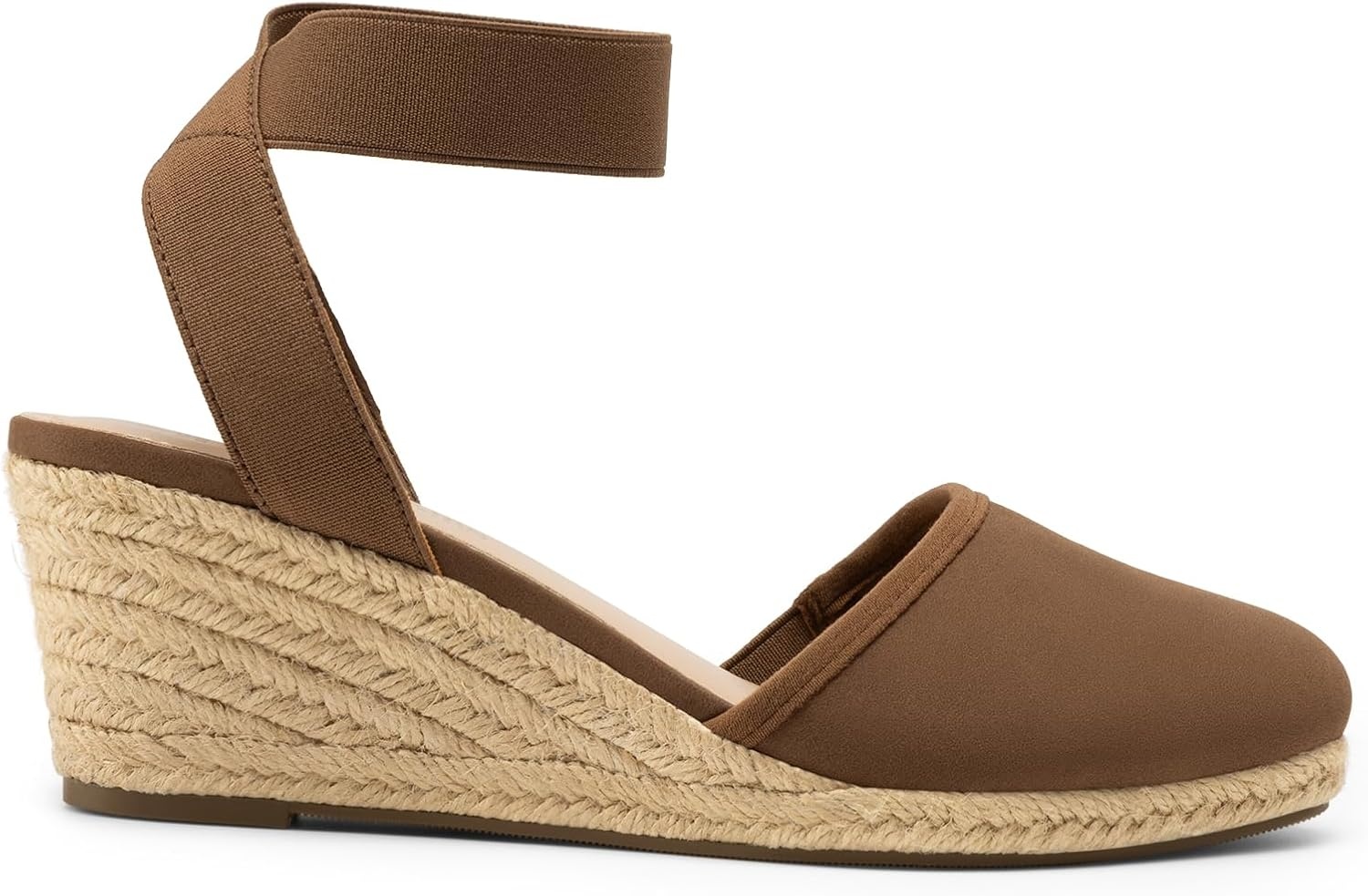 image:imageDREAM PAIRS Womens Elastic Ankle Strap Espadrilles Wedge SandalsBrown
