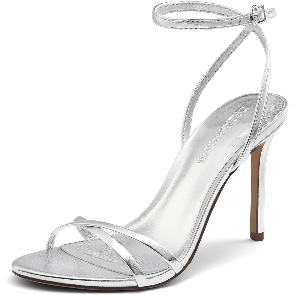 image:imageDREAM PAIRS 2026 Womens Stiletto Heels Strappy Open Toe Ankle Strap Dress Sandals Elegant High Heel Pumps for Wedding Party Prom amp Special OccasionsSilver