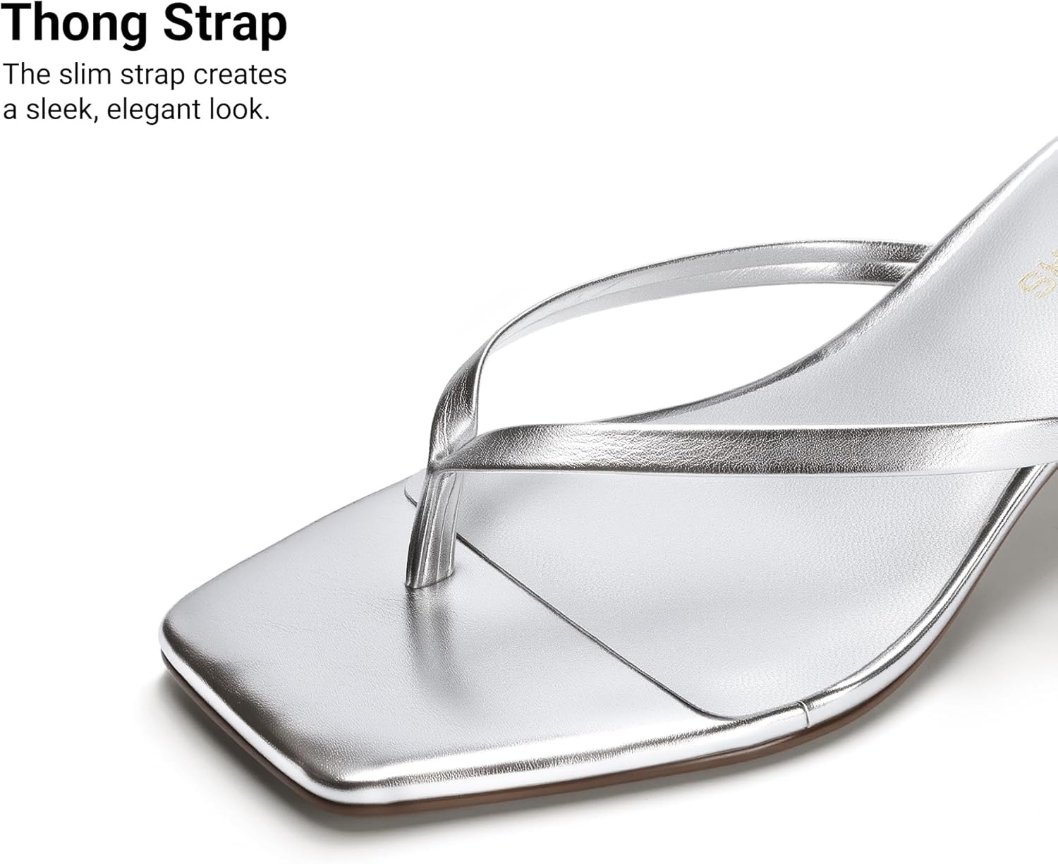 image:imageDREAM PAIRS Kitten Heels for Women Flip Flop Low Heels Square Open Toe Sandals Thong 197 Inch Heeled Sandals for Summer VacationSilver