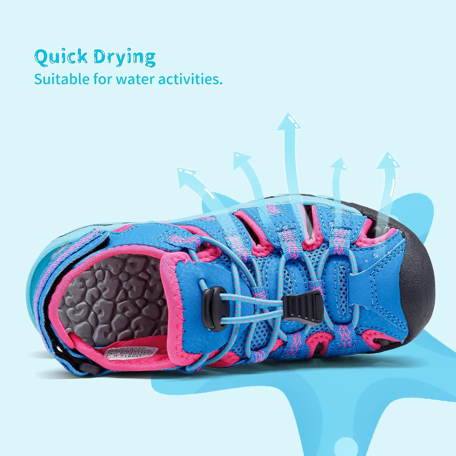 image:imageDREAM PAIRS Boys Girls Summer Outdoor Athletic Sport Sandals Walking Water Hiking Hook and Loop Adjustable Multicolor for ToddlerLittleBig KidsNavyFuchsiaMint