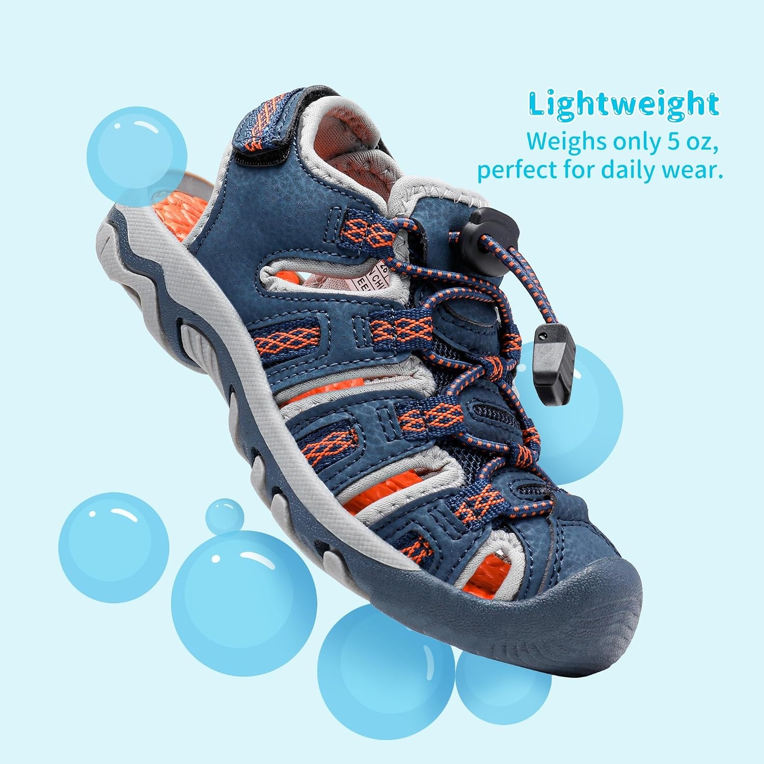 image:imageDREAM PAIRS Boys Girls Summer Outdoor Athletic Sport Sandals Walking Water Hiking Hook and Loop Adjustable Multicolor for ToddlerLittleBig KidsNavyOrange