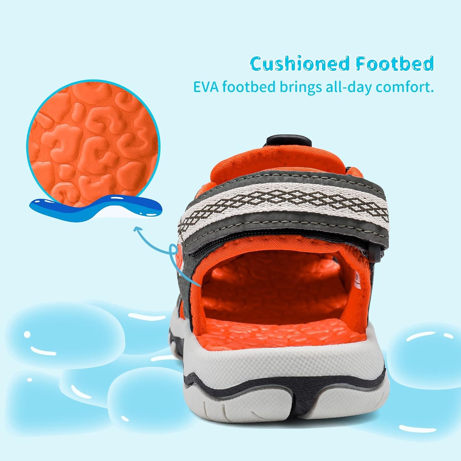 image:imageDREAM PAIRS Boys Girls Summer Outdoor Athletic Sport Sandals Walking Water Hiking Hook and Loop Adjustable Multicolor for ToddlerLittleBig KidsOliveGreenOrange