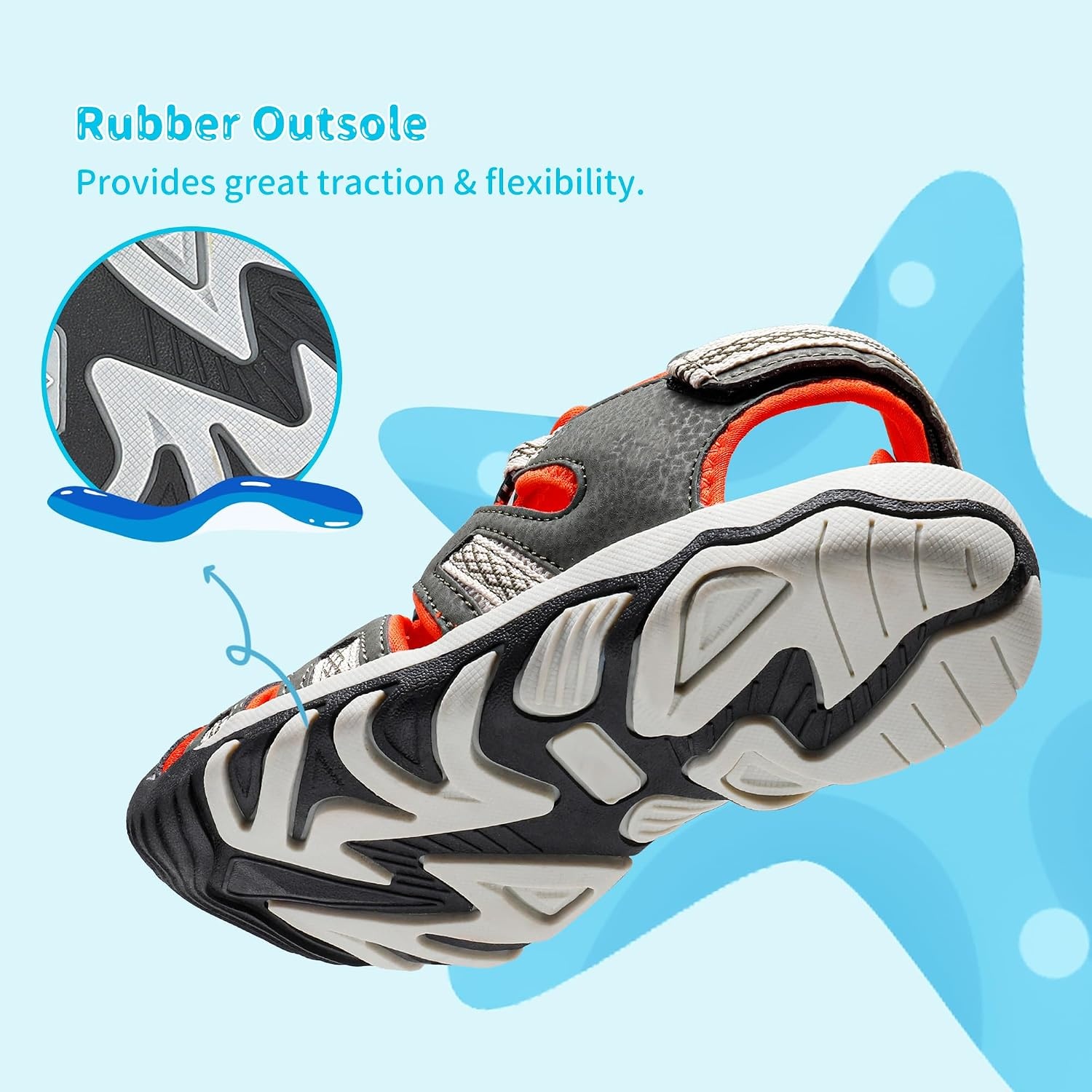 image:imageDREAM PAIRS Boys Girls Summer Outdoor Athletic Sport Sandals Walking Water Hiking Hook and Loop Adjustable Multicolor for ToddlerLittleBig KidsOliveGreenOrange