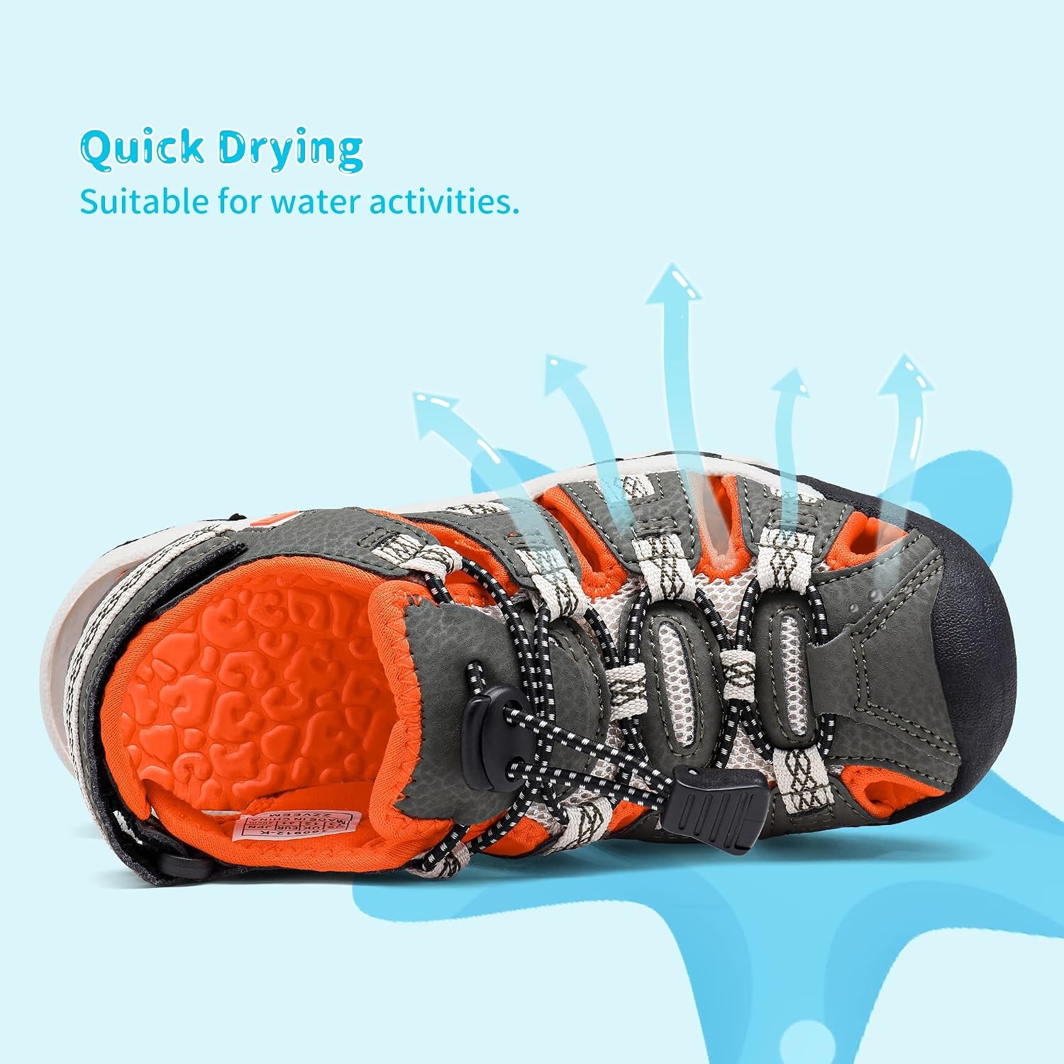 image:imageDREAM PAIRS Boys Girls Summer Outdoor Athletic Sport Sandals Walking Water Hiking Hook and Loop Adjustable Multicolor for ToddlerLittleBig KidsOliveGreenOrange
