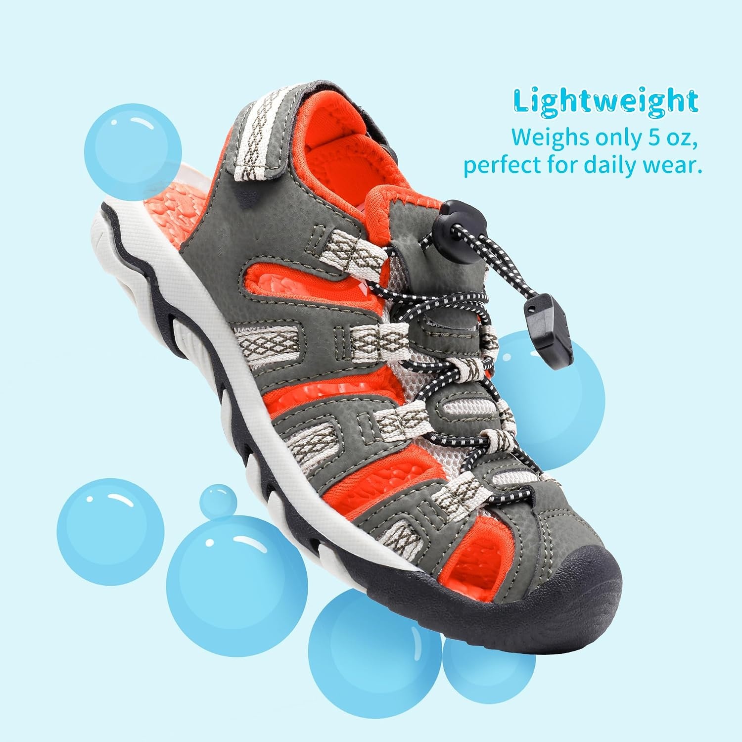 image:imageDREAM PAIRS Boys Girls Summer Outdoor Athletic Sport Sandals Walking Water Hiking Hook and Loop Adjustable Multicolor for ToddlerLittleBig KidsOliveGreenOrange