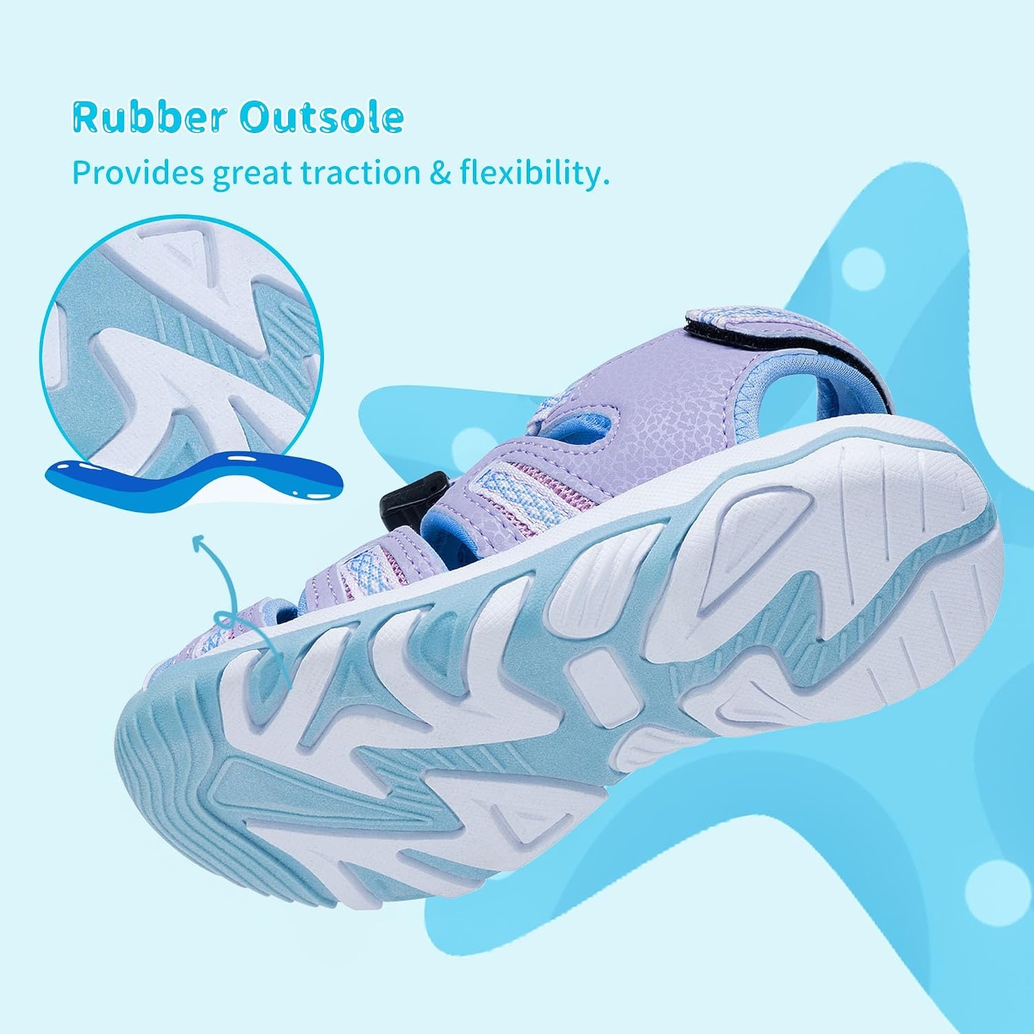 image:imageDREAM PAIRS Boys Girls Summer Outdoor Athletic Sport Sandals Walking Water Hiking Hook and Loop Adjustable Multicolor for ToddlerLittleBig KidsPurple