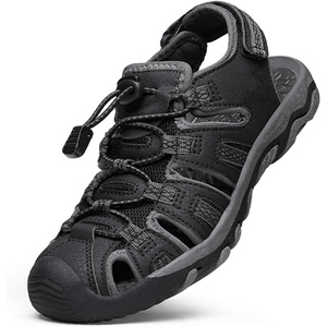 DREAM PAIRS Boys Girls Summer Outdoor Athletic Sport Sandals Walking Water Hiking Hook and Loop Adjustable Multicolor for Toddler/Little/Big Kids(Black/Dark/Grey)