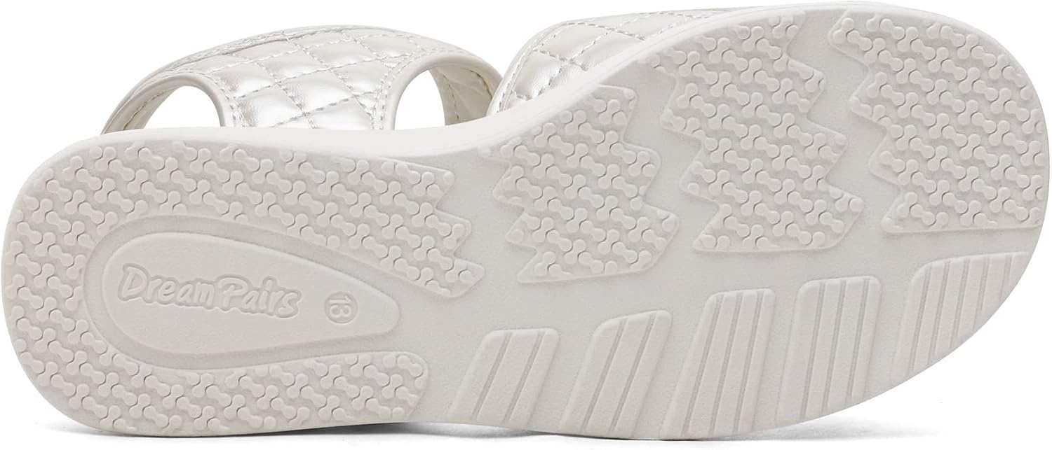 image:imageDREAM PAIRS Girls Sandals Open Toe Summer Shoes with Adjustable Strap Buckle ToddlerLittle KidBeigeWhite