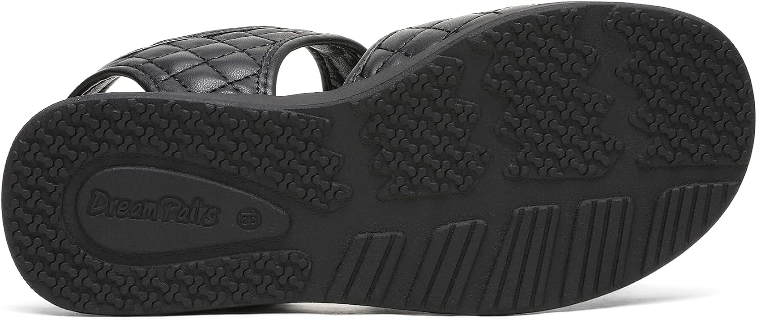 image:imageDREAM PAIRS Girls Sandals Open Toe Summer Shoes with Adjustable Strap Buckle ToddlerLittle KidBlack