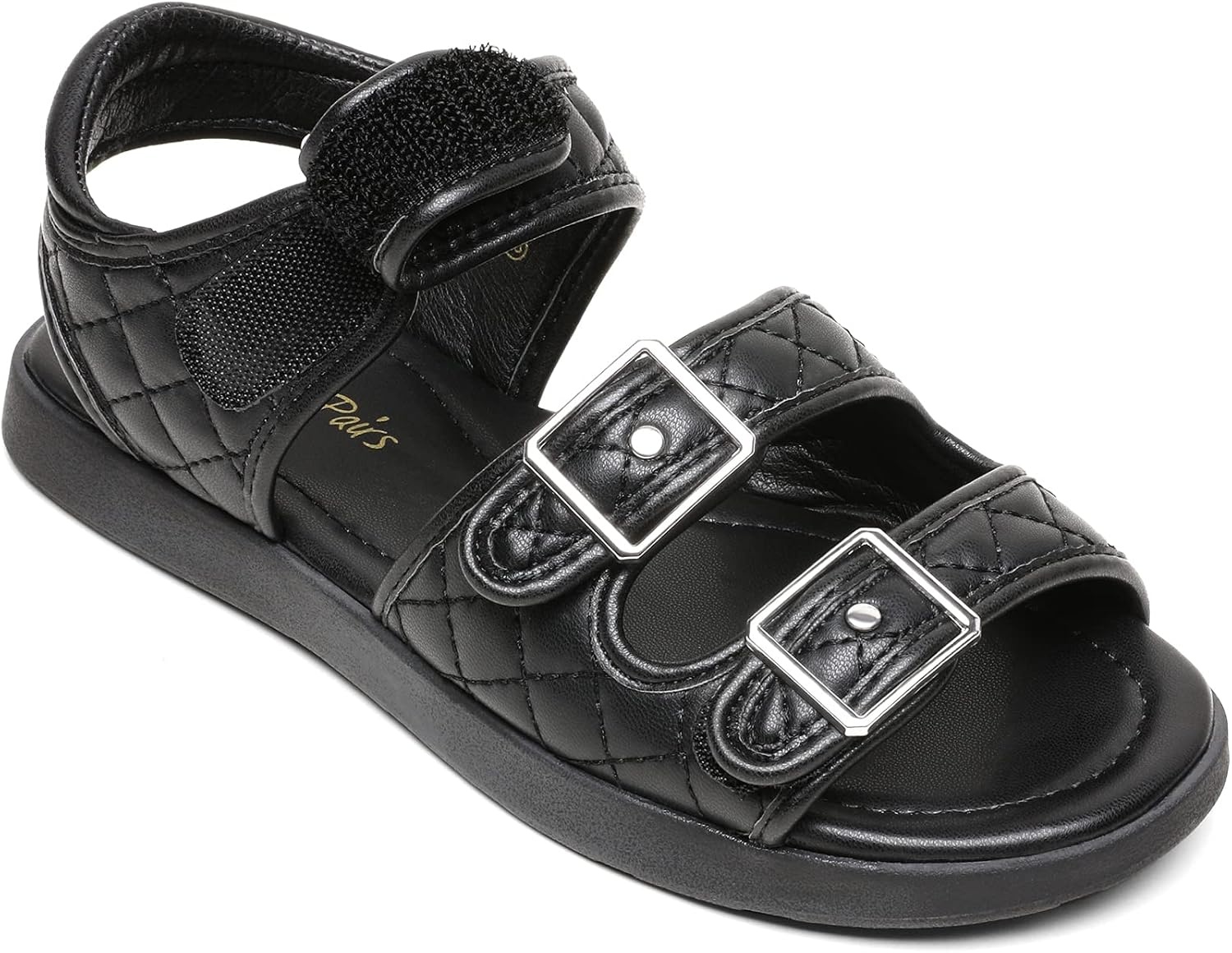 image:imageDREAM PAIRS Girls Sandals Open Toe Summer Shoes with Adjustable Strap Buckle ToddlerLittle KidBlack