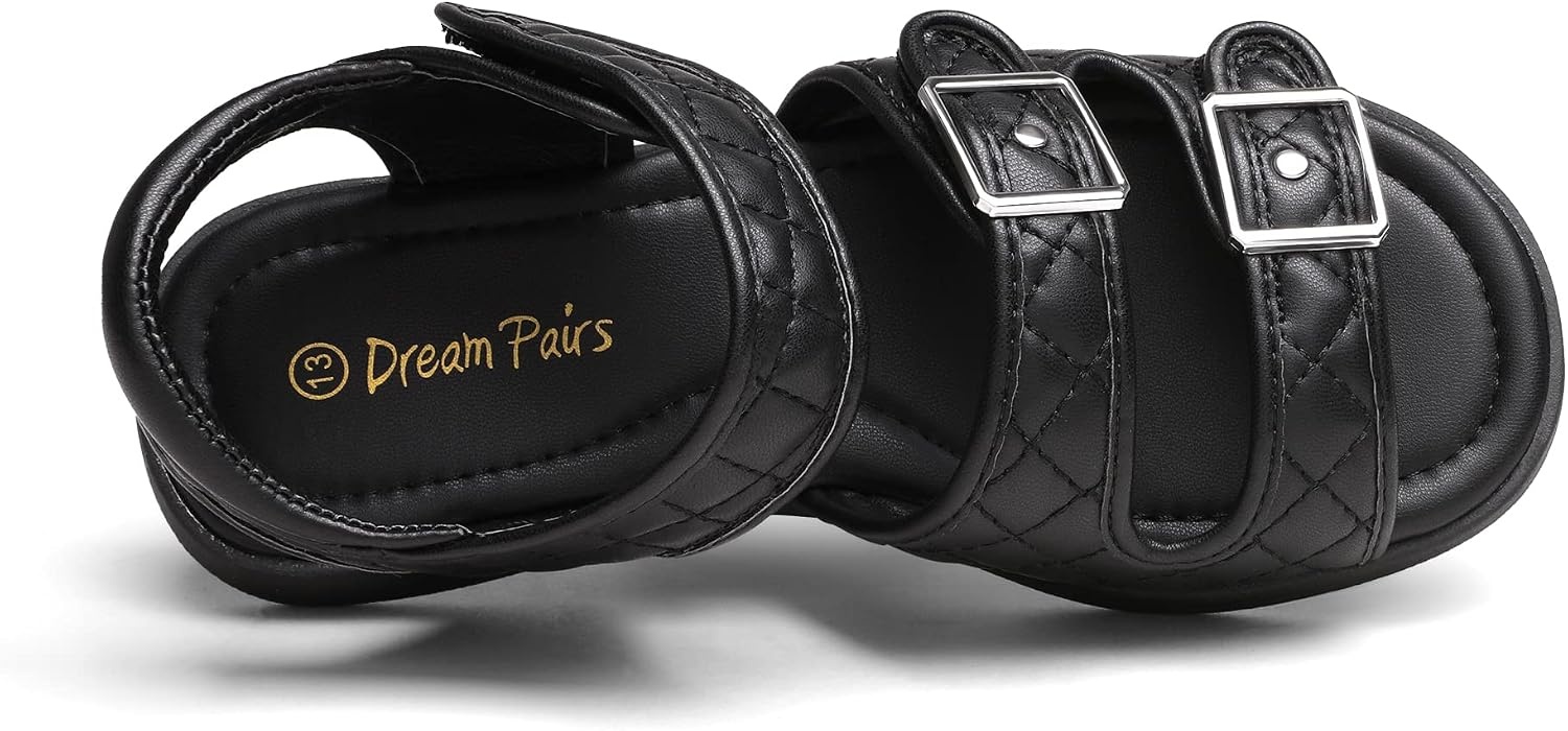 image:imageDREAM PAIRS Girls Sandals Open Toe Summer Shoes with Adjustable Strap Buckle ToddlerLittle KidBlack