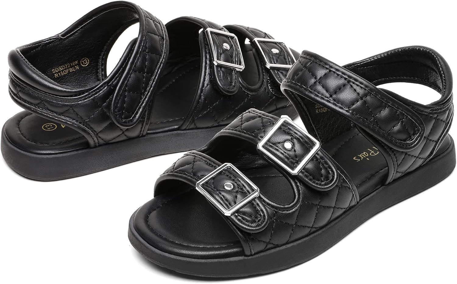 image:imageDREAM PAIRS Girls Sandals Open Toe Summer Shoes with Adjustable Strap Buckle ToddlerLittle KidBlack