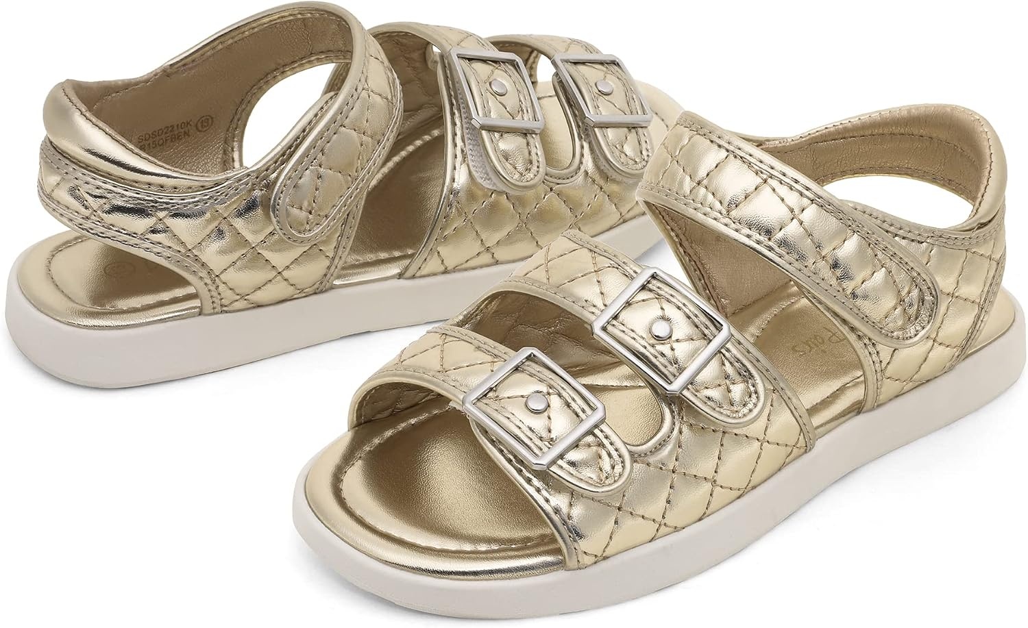 image:imageDREAM PAIRS Girls Sandals Open Toe Summer Shoes with Adjustable Strap Buckle ToddlerLittle KidGold