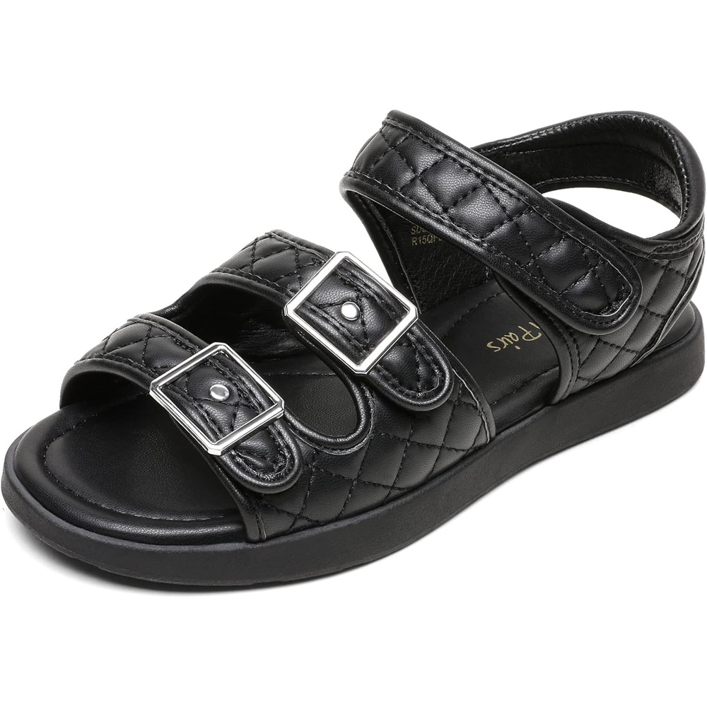 image:imageDREAM PAIRS Girls Sandals Open Toe Summer Shoes with Adjustable Strap Buckle ToddlerLittle KidBlack