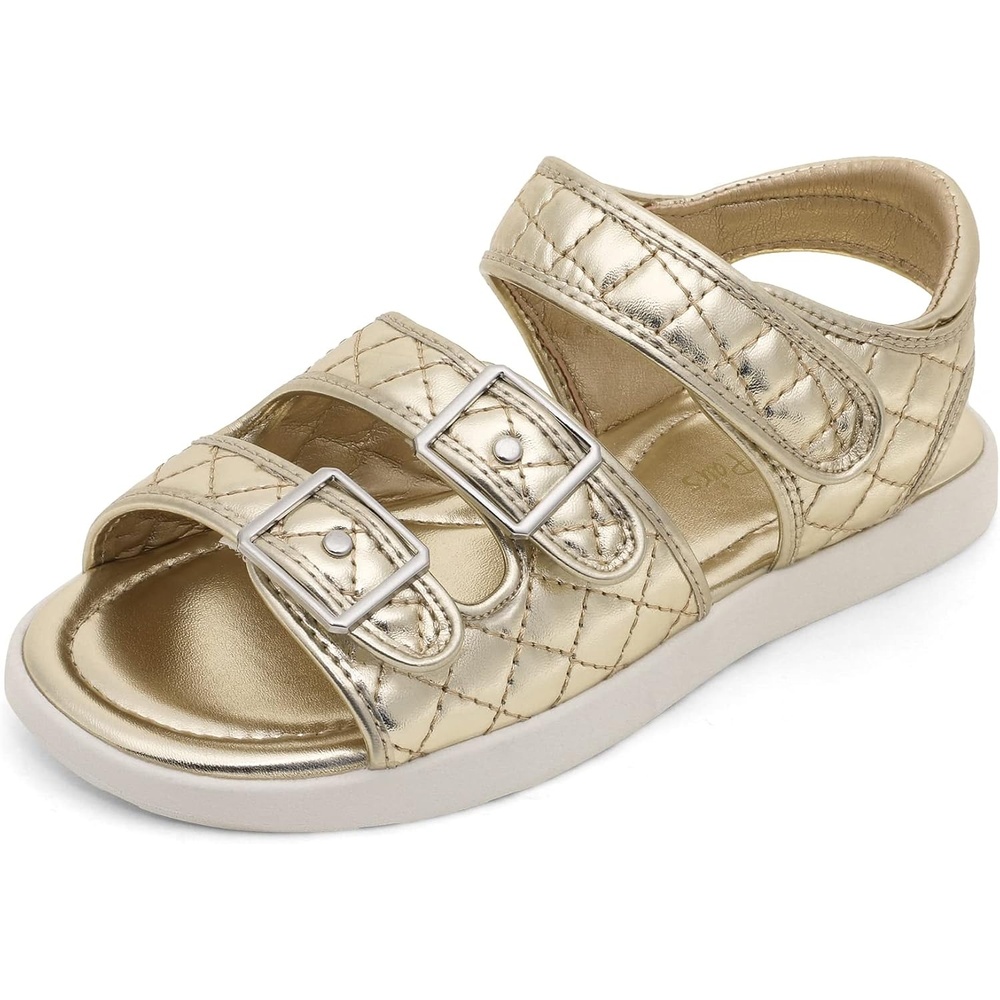 image:imageDREAM PAIRS Girls Sandals Open Toe Summer Shoes with Adjustable Strap Buckle ToddlerLittle KidGold