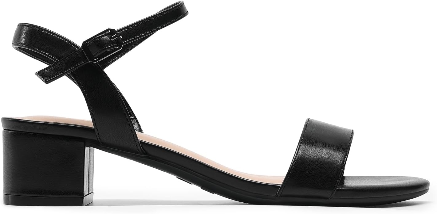 image:imageDREAM PAIRS Womens Open Toe Block Low Heel Dress Sandals Stable low heel with an adjustable ankle strap for a secure fit ideal for weddings parties work and dressy occasionsBlackpu1