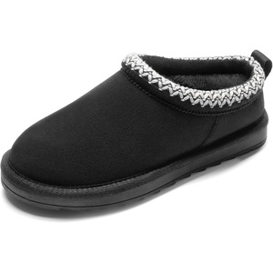 DREAM PAIRS Girls Boys Slippers Kids House Fuzzy Indoor Outdoor FuzzyEasy Kid’s Slip-on Slipper for Little Kid Big Kid(All Black)