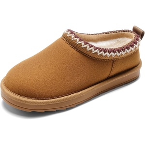 DREAM PAIRS Girls Boys Slippers Kids House Fuzzy Indoor Outdoor FuzzyEasy Kid’s Slip-on Slipper for Little Kid Big Kid(Chestnut)