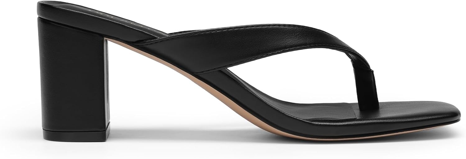 image:imageDREAM PAIRS Dress Summer Travel Chunky Heel Sandals Square Open Toe Slip On Flip Flop Heels Comfortable Thong Elgeant Sandals for Women Walking 2026Black