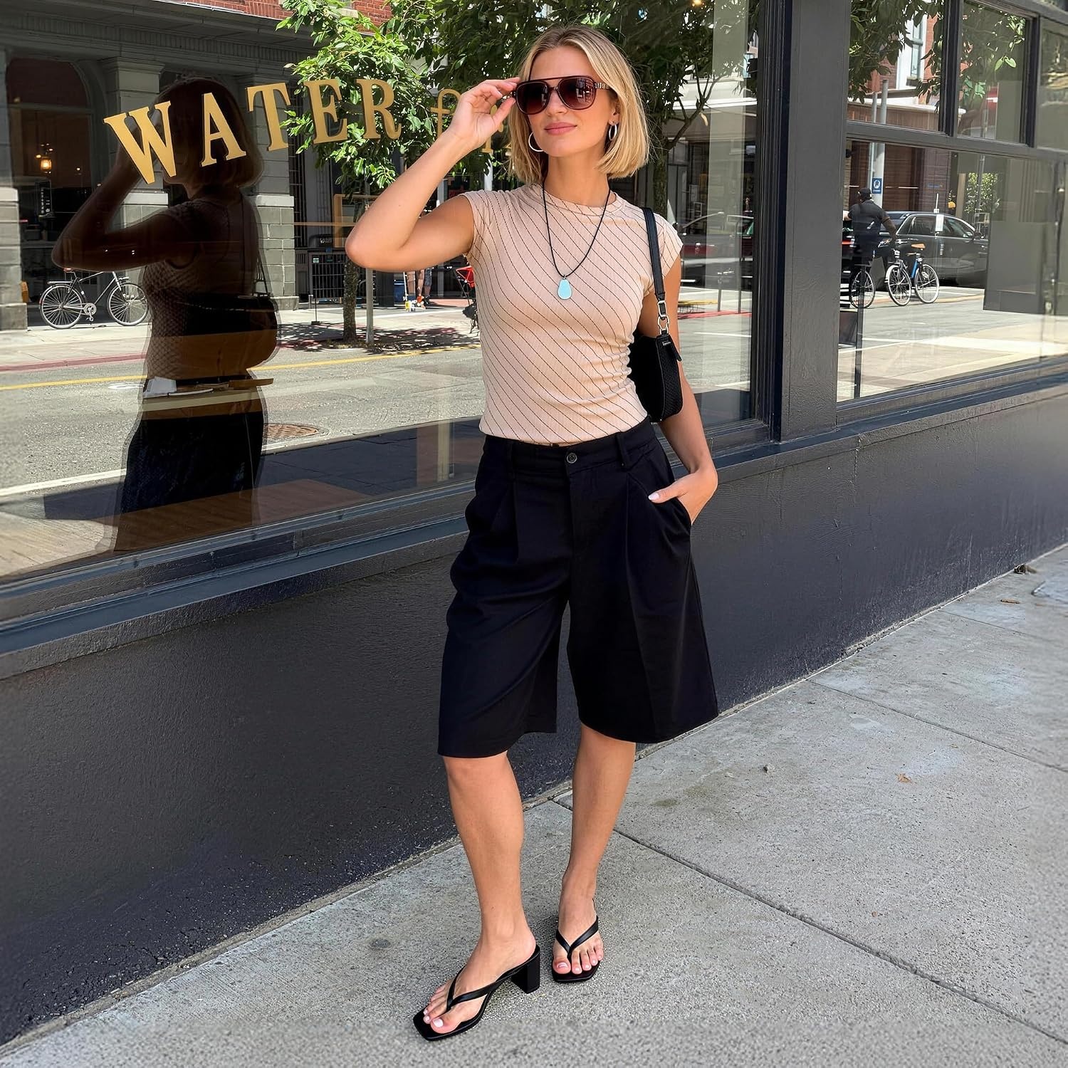 image:imageDREAM PAIRS Dress Summer Travel Chunky Heel Sandals Square Open Toe Slip On Flip Flop Heels Comfortable Thong Elgeant Sandals for Women Walking 2026Black