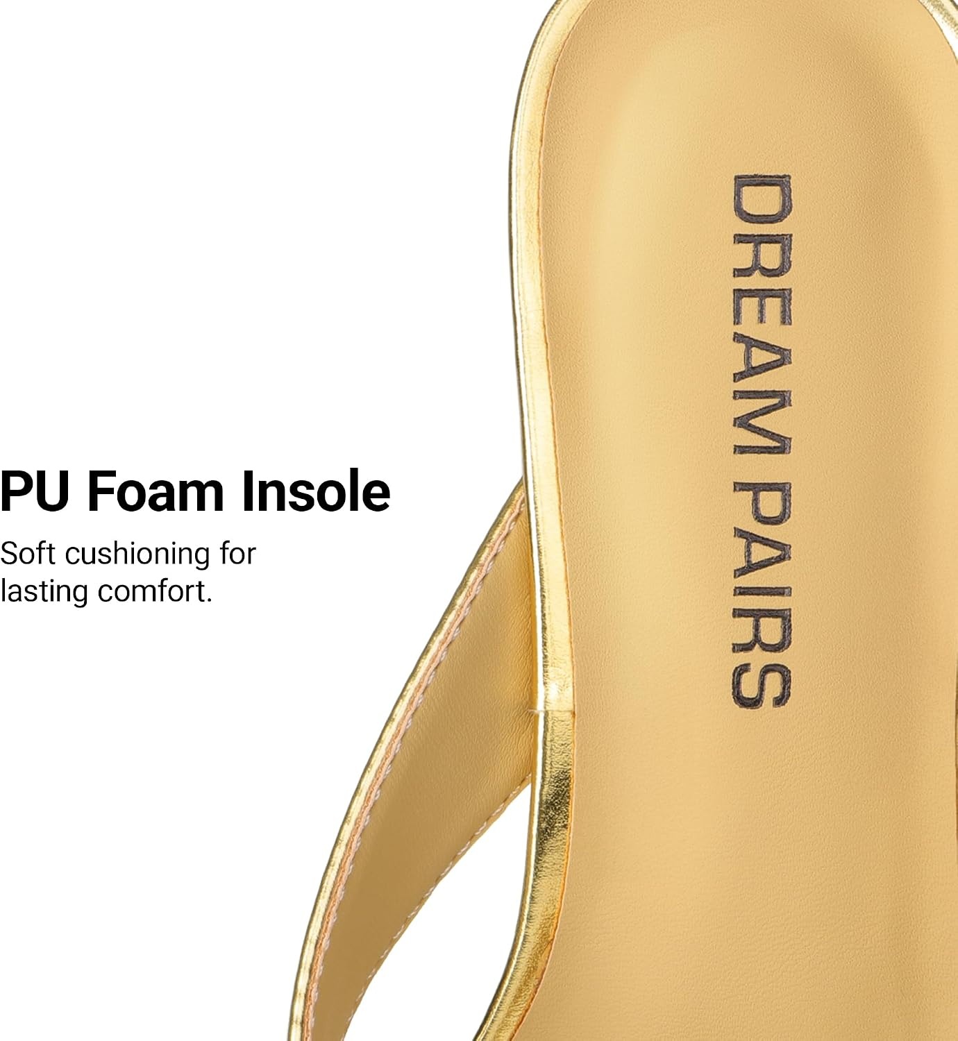 image:imageDREAM PAIRS Dress Summer Travel Chunky Heel Sandals Square Open Toe Slip On Flip Flop Heels Comfortable Thong Elgeant Sandals for Women Walking 2026Gold