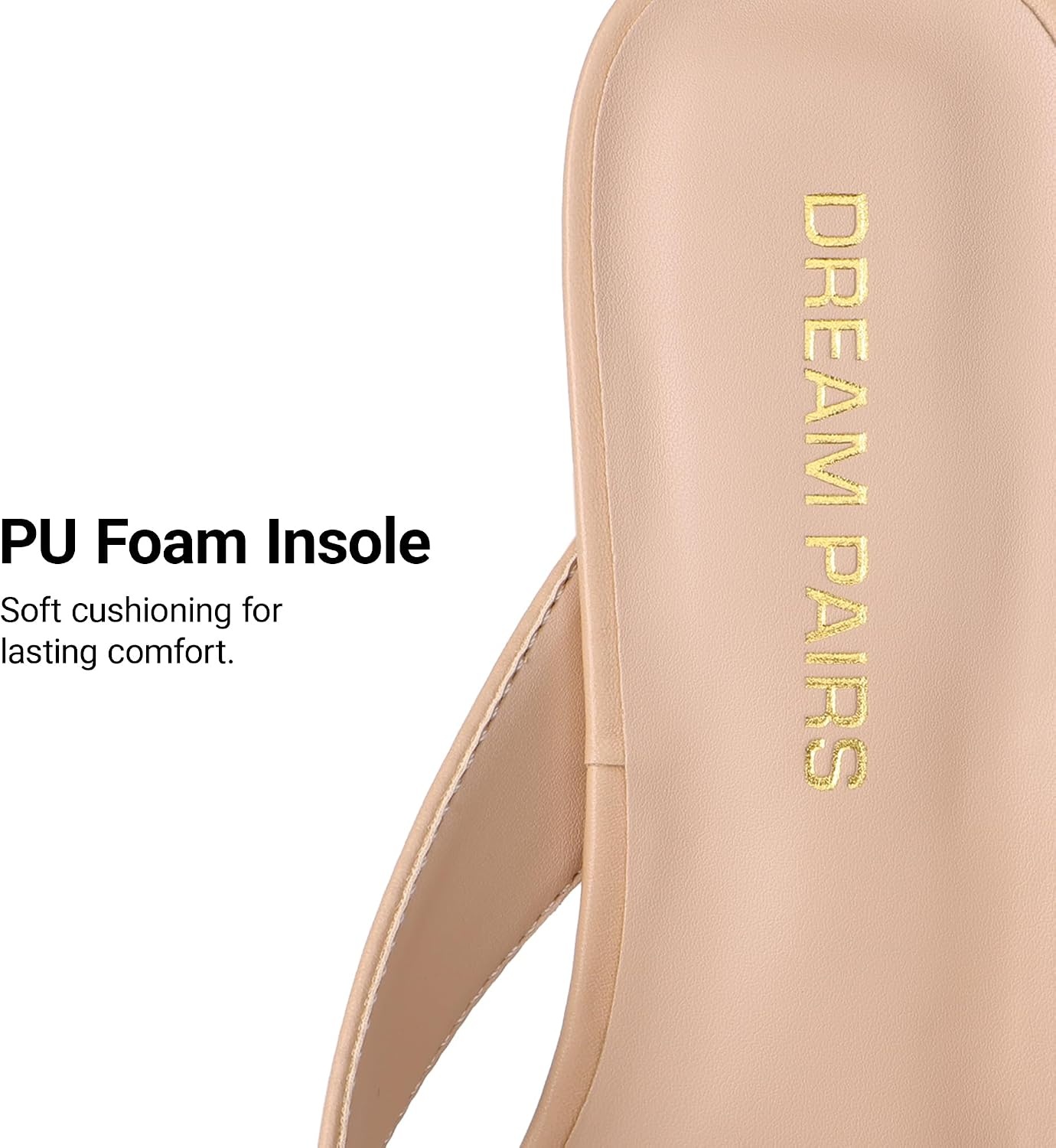image:imageDREAM PAIRS Dress Summer Travel Chunky Heel Sandals Square Open Toe Slip On Flip Flop Heels Comfortable Thong Elgeant Sandals for Women Walking 2026Nude
