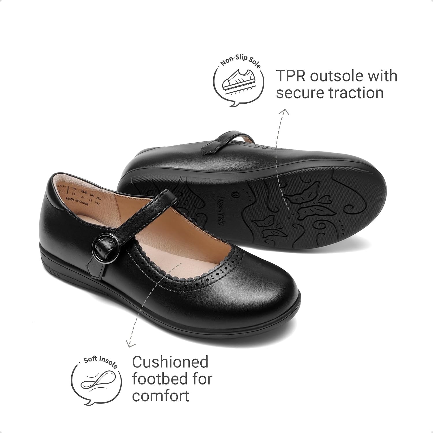 image:imageDREAM PAIRS Girls Mary Jane Flats School Uniform Dress ShoesClassic Black