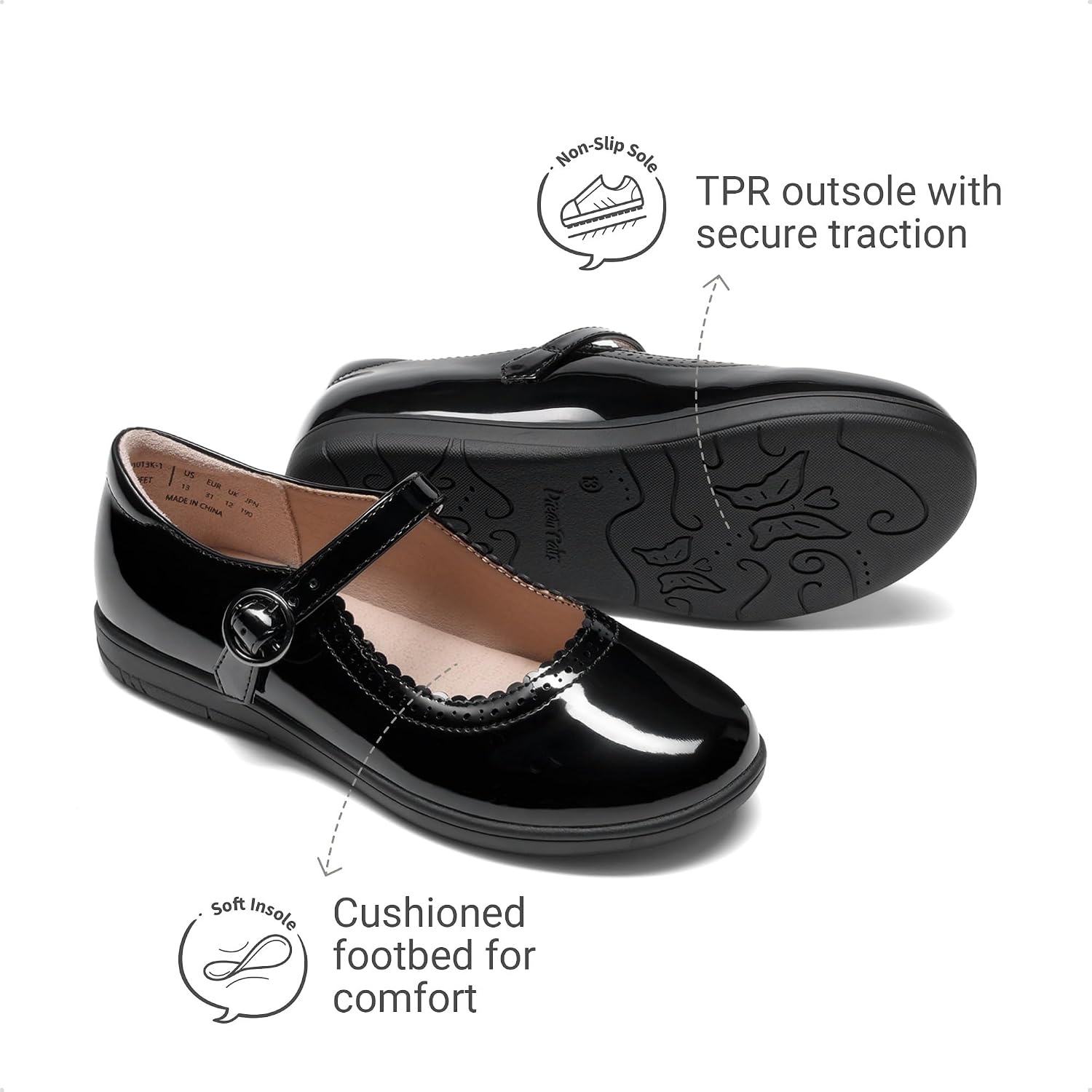 image:imageDREAM PAIRS Girls Mary Jane Flats School Uniform Dress ShoesDark Black
