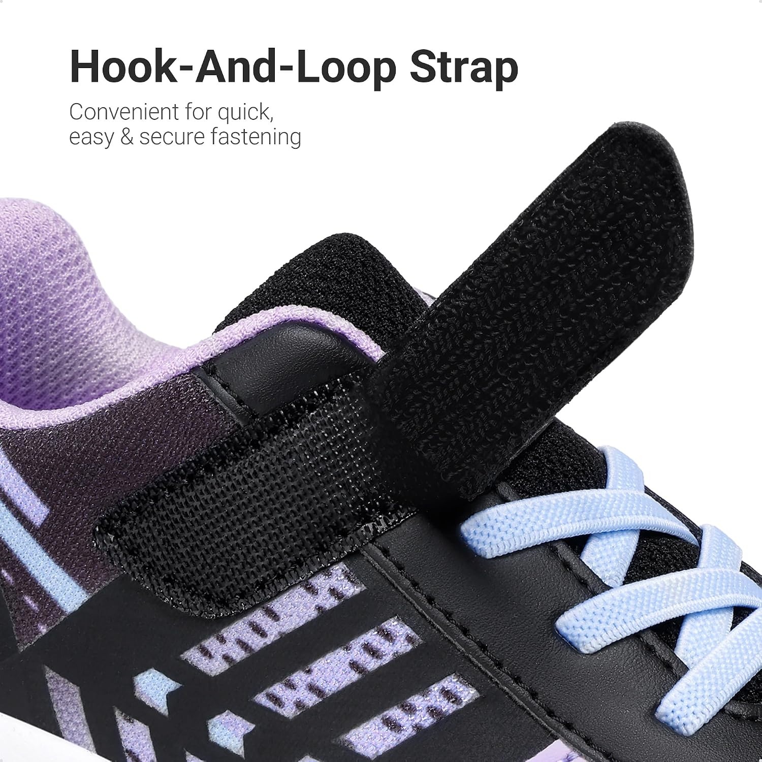 image:imageDREAM PAIRS Kids Sneakers Running Lightweight Breathable knit upper Hookandloop Cushioned foam insole Boys Girls athletic tennis shoesBlackPurple