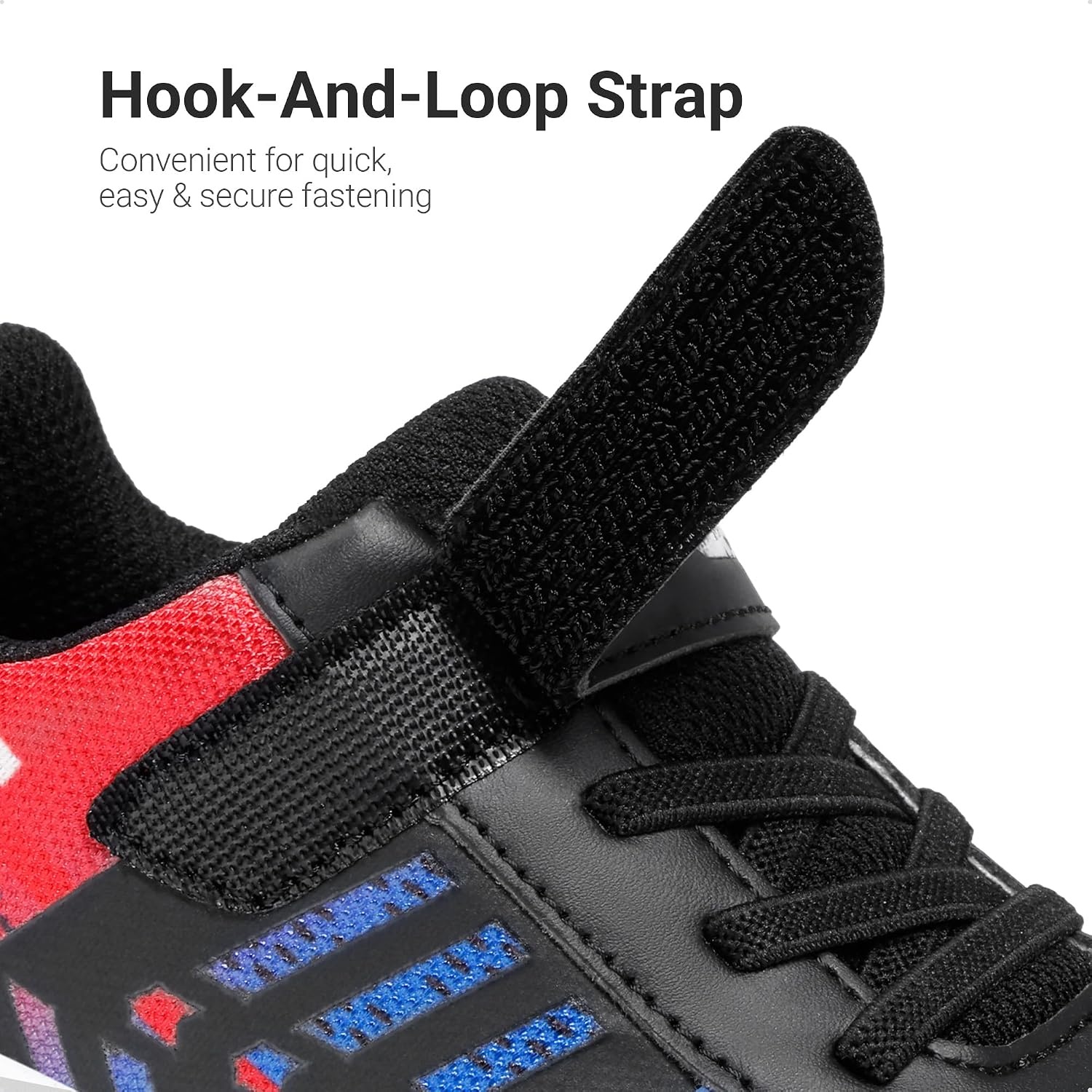 image:imageDREAM PAIRS Kids Sneakers Running Lightweight Breathable knit upper Hookandloop Cushioned foam insole Boys Girls athletic tennis shoesBlueBlack