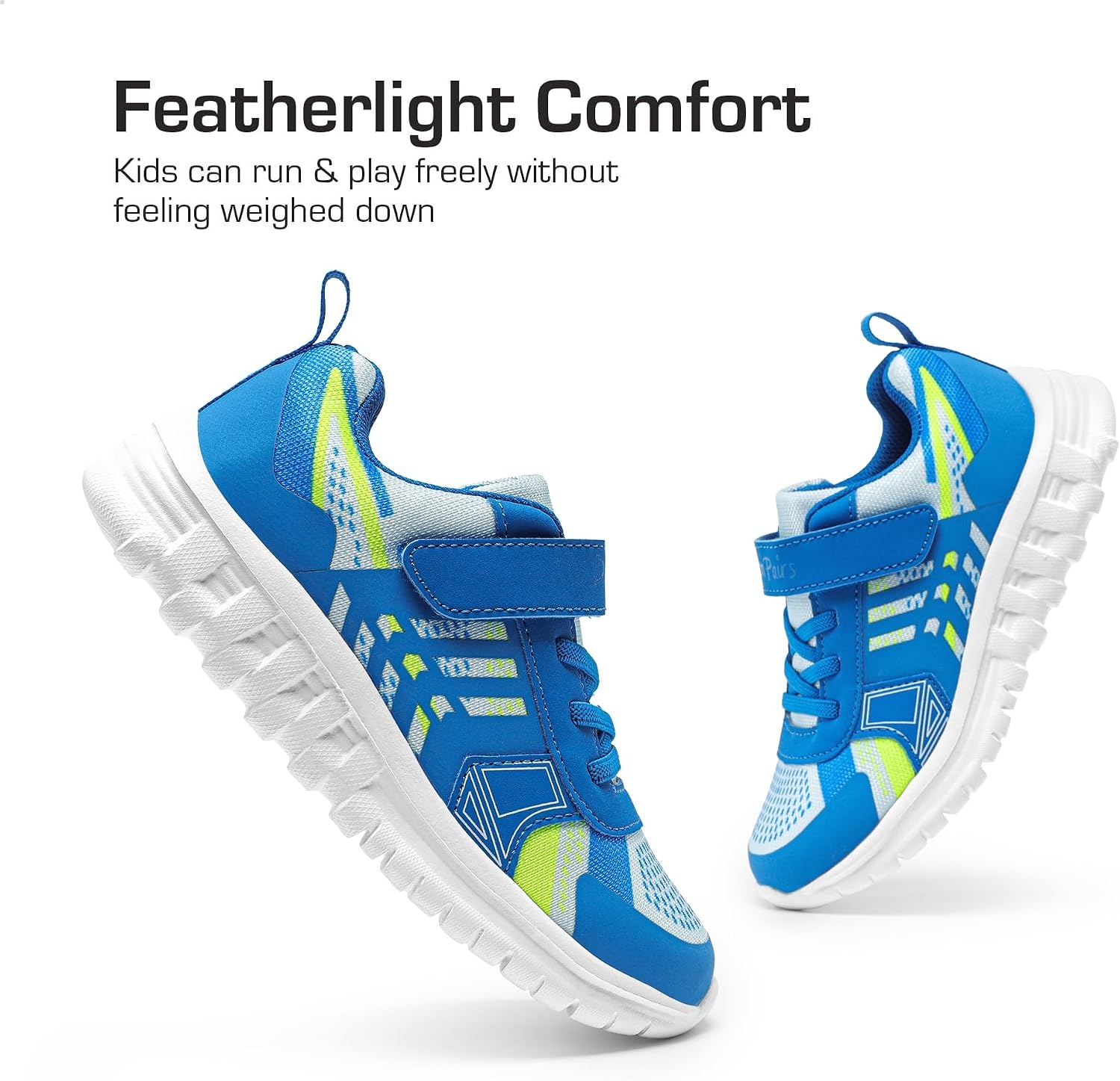 image:imageDREAM PAIRS Kids Sneakers Running Lightweight Breathable knit upper Hookandloop Cushioned foam insole Boys Girls athletic tennis shoesBlueWhite