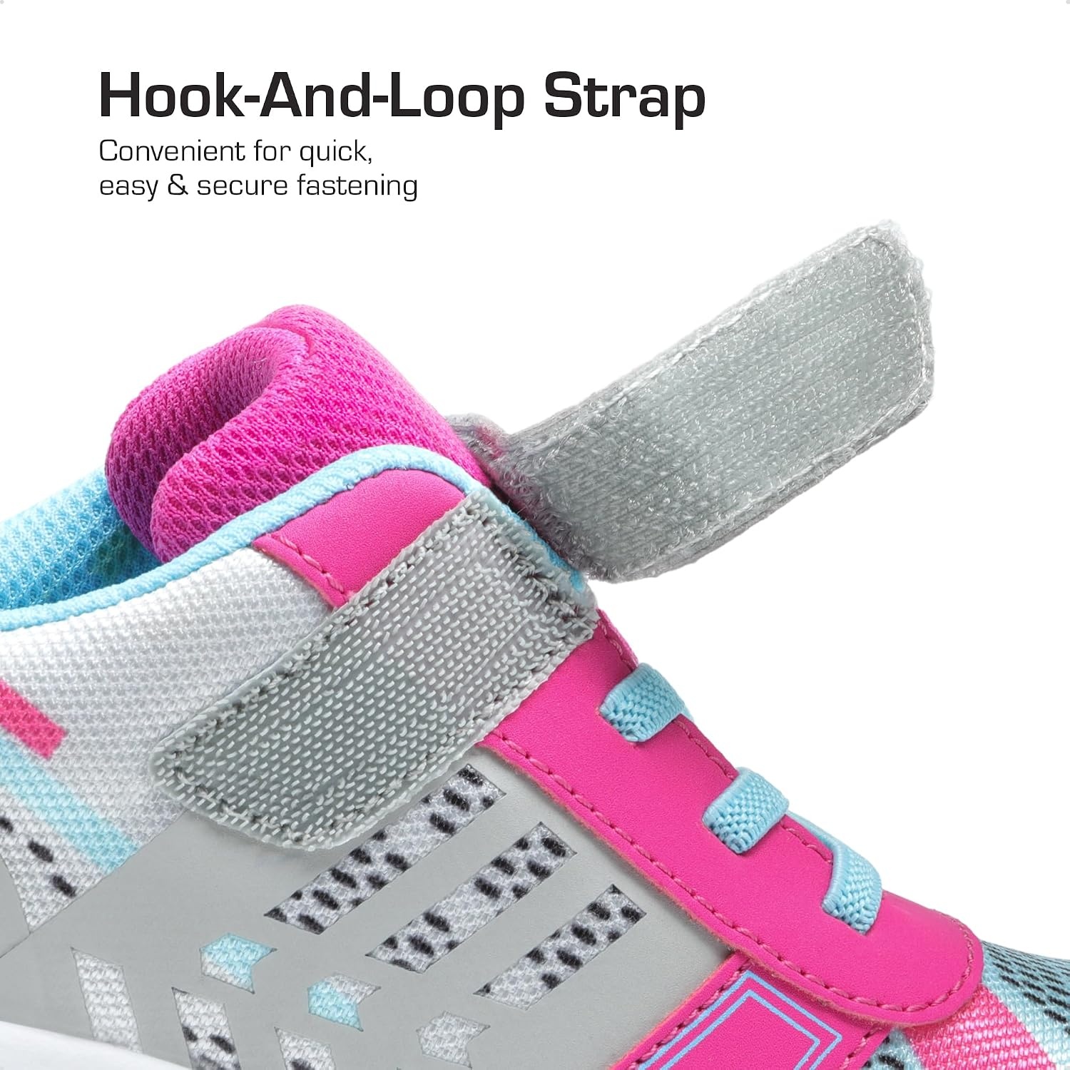 image:imageDREAM PAIRS Kids Sneakers Running Lightweight Breathable knit upper Hookandloop Cushioned foam insole Boys Girls athletic tennis shoesGreyFuchsiaBlue