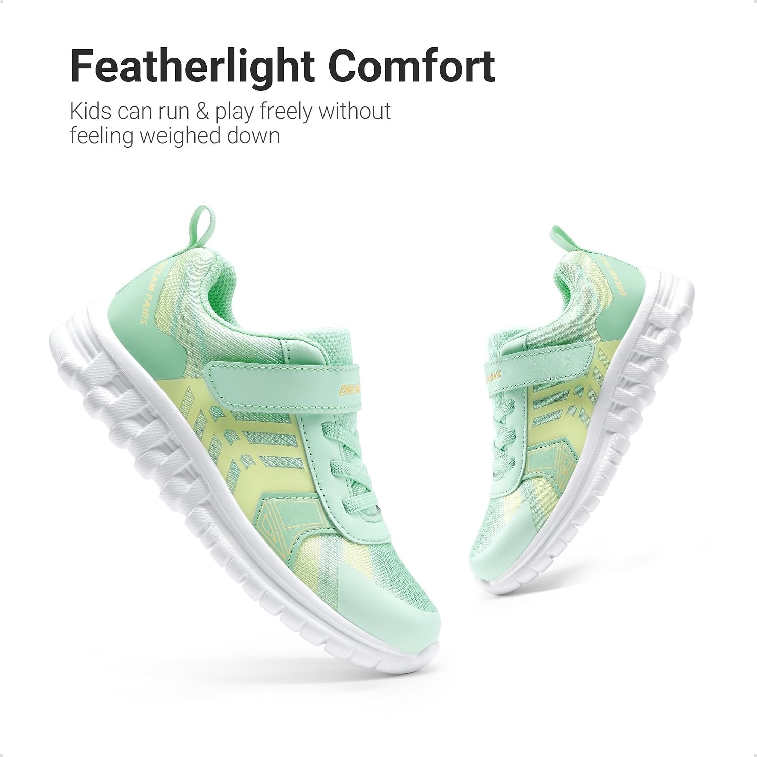 image:imageDREAM PAIRS Kids Sneakers Running Lightweight Breathable knit upper Hookandloop Cushioned foam insole Boys Girls athletic tennis shoesMint Green