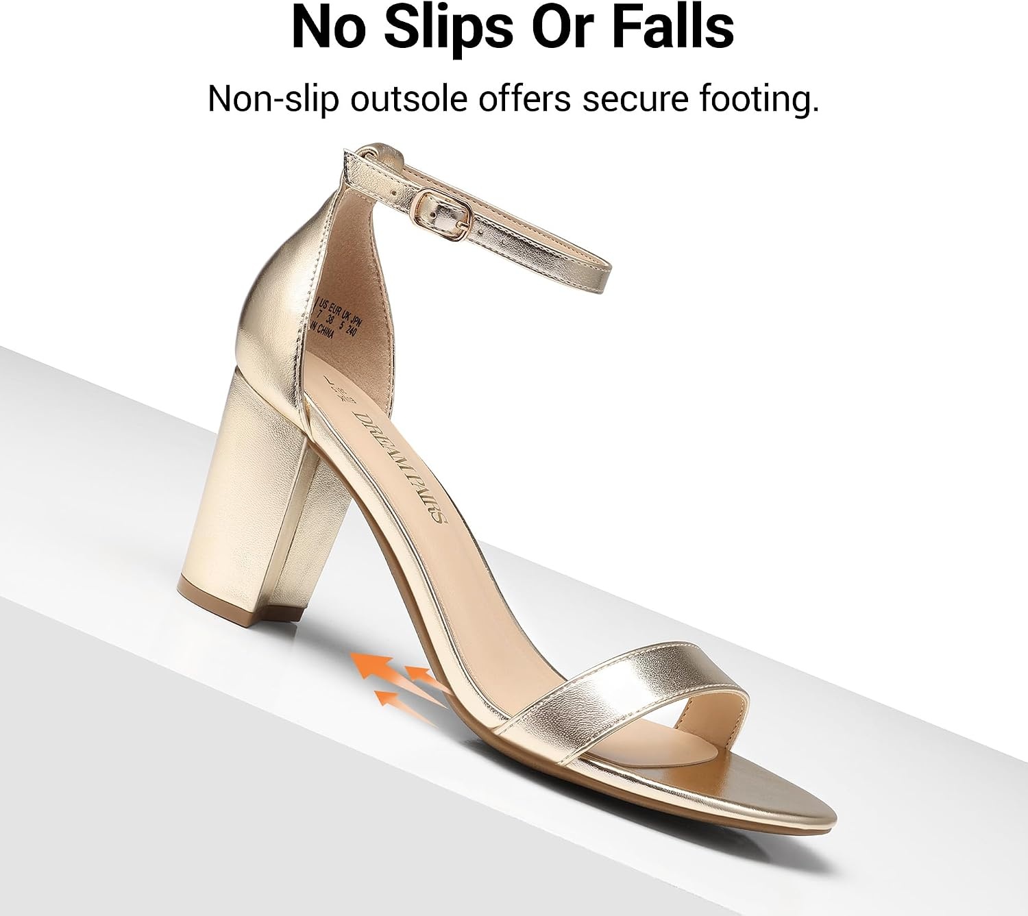 image:imageDREAM PAIRS Womens Chunky Block Heel Sandals Open Toe Ankle Strap Dress Shoes Comfortable Wedding Guest Heels for Party Prom and Formal EventsLight Gold