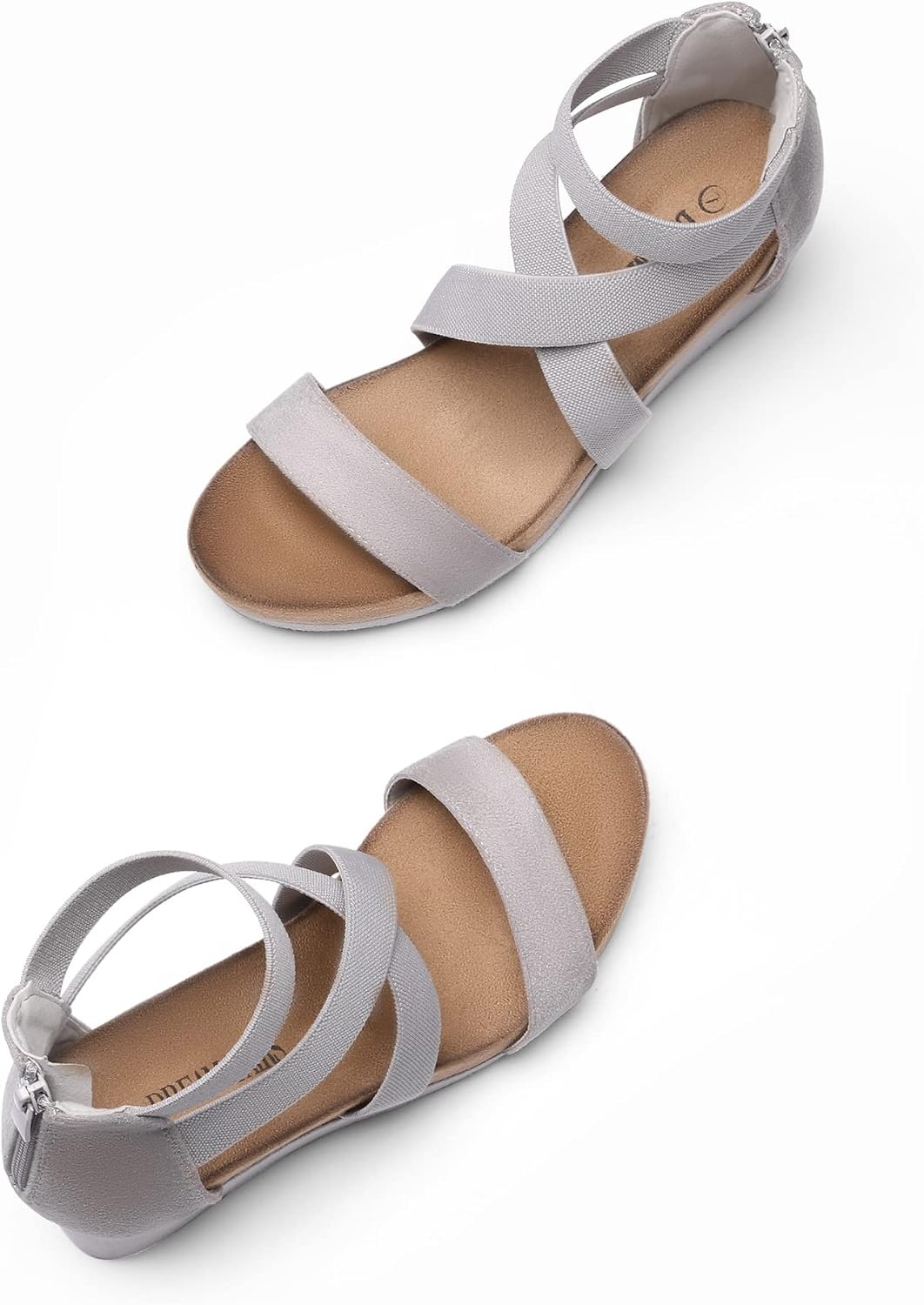 image:imageDREAM PAIRS Womens Elastic Ankle Strap Open Toe Platform Wedge Sandals Comfortable Summer ShoesGrey