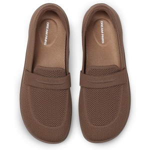 DREAM PAIRS Loafers for Women Comfortable Knit Wide Toe Barefoot Flats Arch Support Loafer Shoes for Dressy Casual Work Business Office Walk(Brown)