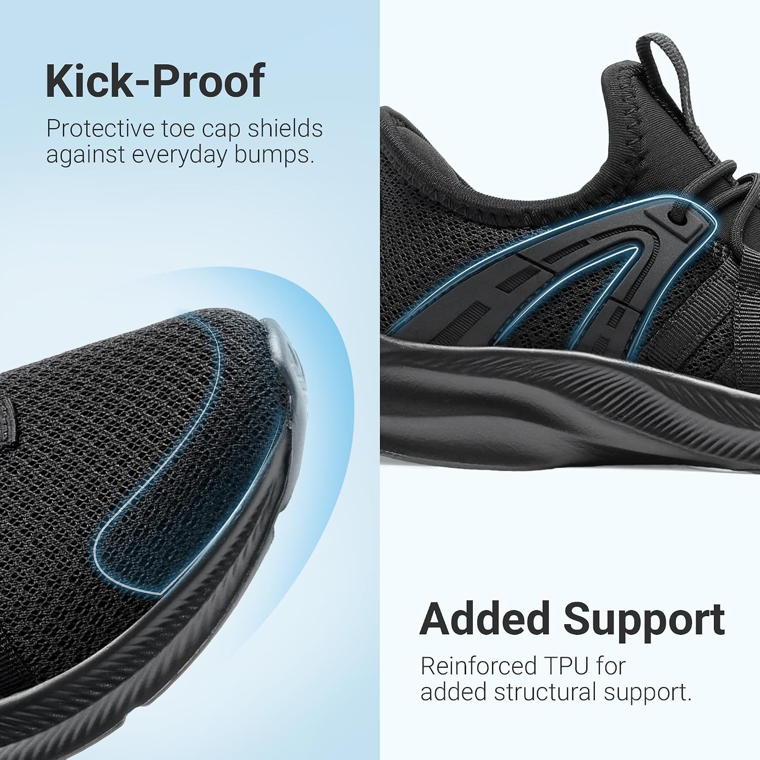 image:imageDREAM PAIRS Kid Shoes Slip On Sneakers Running Lightweight Breathable Comfortable Non Slip Walking Gym School Daily PlayAll Black