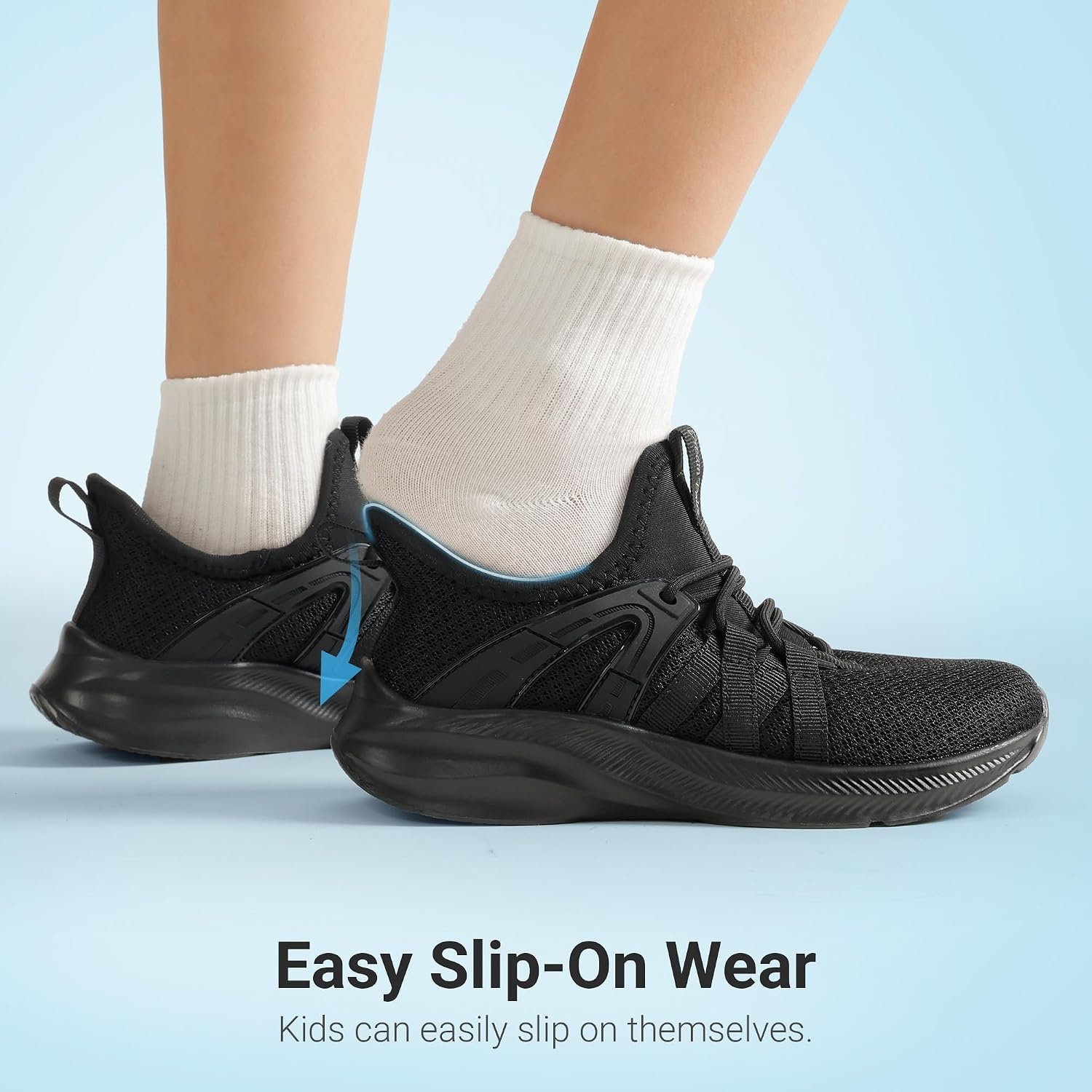 image:imageDREAM PAIRS Kid Shoes Slip On Sneakers Running Lightweight Breathable Comfortable Non Slip Walking Gym School Daily PlayAll Black