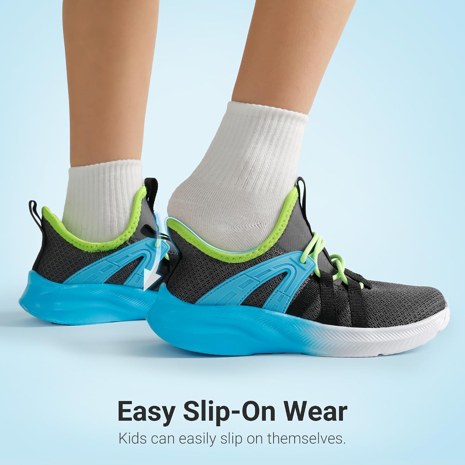 image:imageDREAM PAIRS Kid Shoes Slip On Sneakers Running Lightweight Breathable Comfortable Non Slip Walking Gym School Daily PlayDark GreyBlue