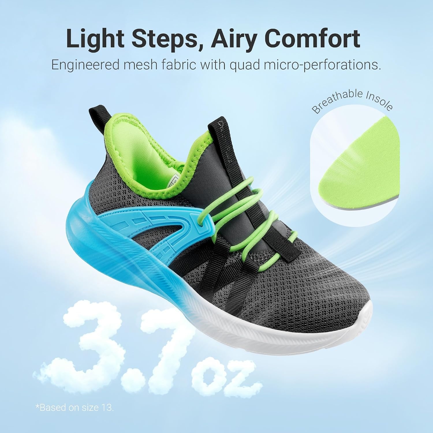 image:imageDREAM PAIRS Kid Shoes Slip On Sneakers Running Lightweight Breathable Comfortable Non Slip Walking Gym School Daily PlayDark GreyBlue