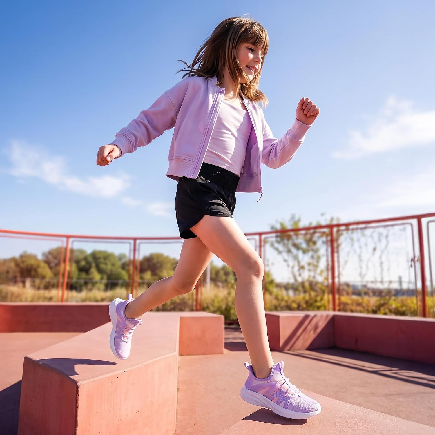 image:imageDREAM PAIRS Kid Shoes Slip On Sneakers Running Lightweight Breathable Comfortable Non Slip Walking Gym School Daily PlayPurplePink