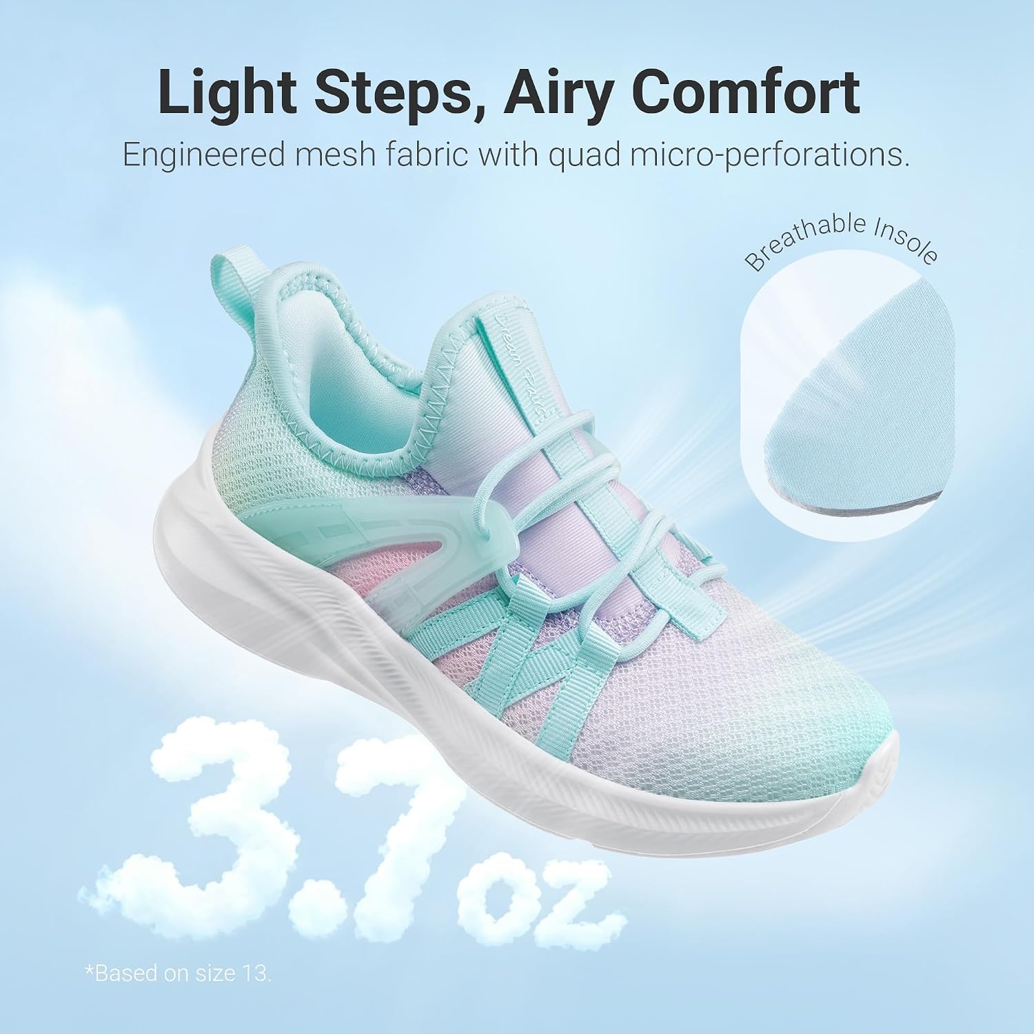 image:imageDREAM PAIRS Kid Shoes Slip On Sneakers Running Lightweight Breathable Comfortable Non Slip Walking Gym School Daily PlayRainbow